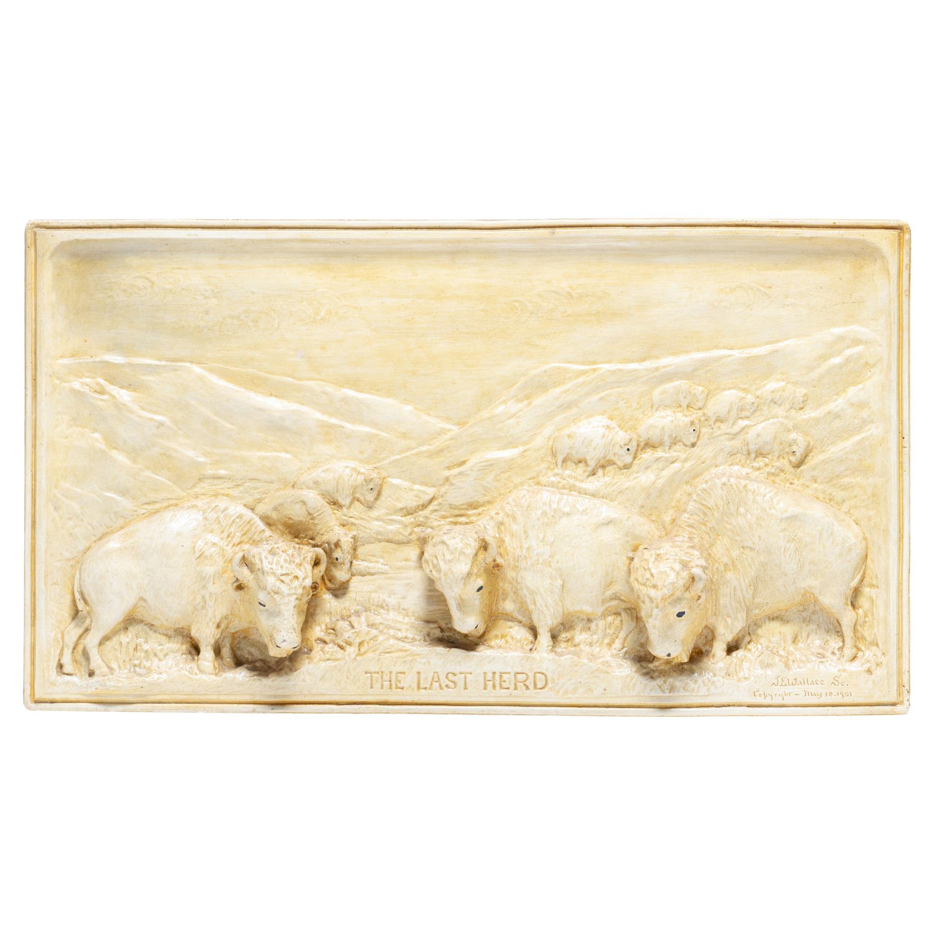 The Last Herd Chalkware Piece by J.E. Wallace For Sale