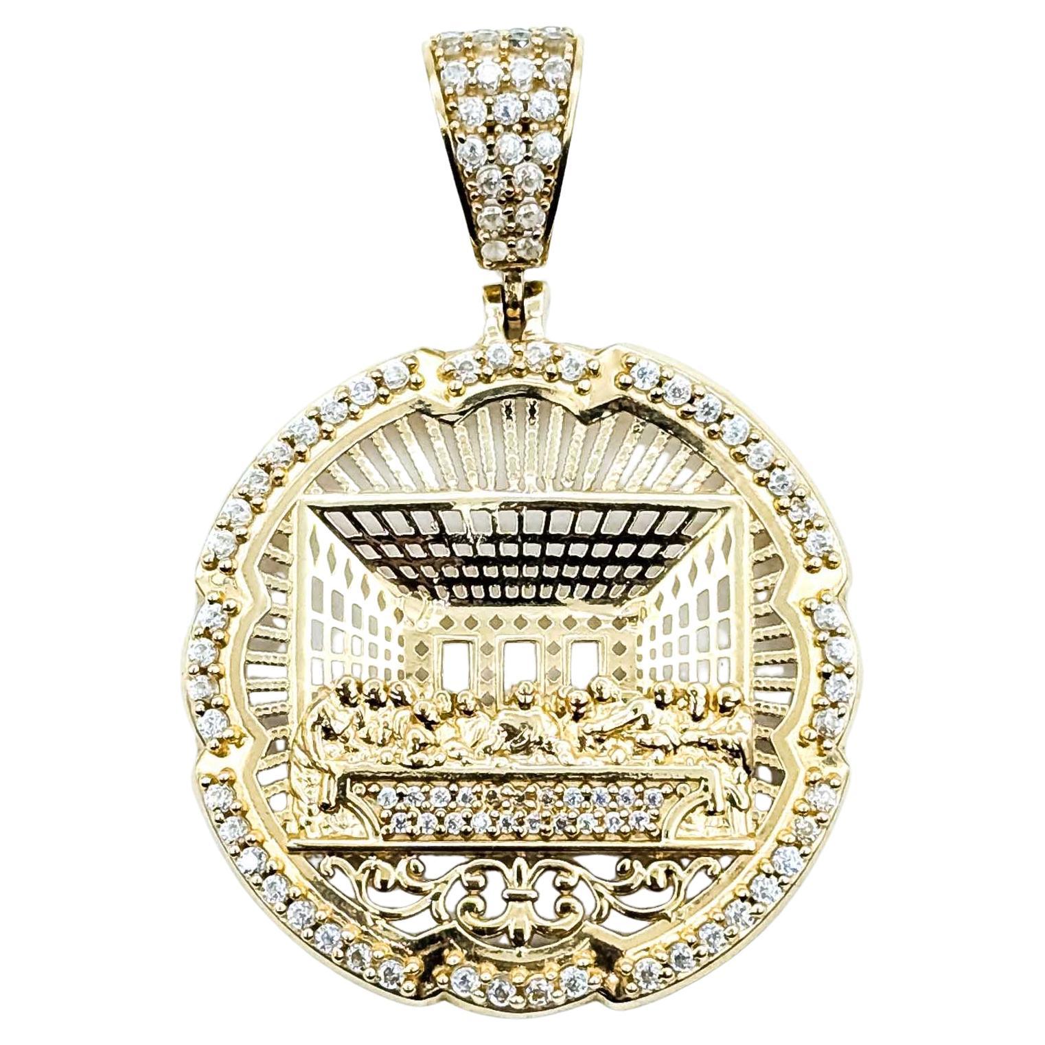 Das letzte Abendmahl Anhänger in 10k Gelbgold mit CZ Steinen im Angebot