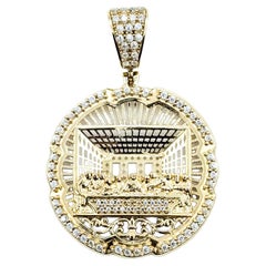 The Last Supper Pendant in 10k Yellow Gold with CZ Stones