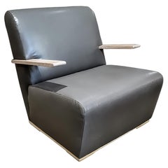 The Lauren Armchair, by Vicente Wolf, Hand-Made, Cerused Oak and Grey Upholstery