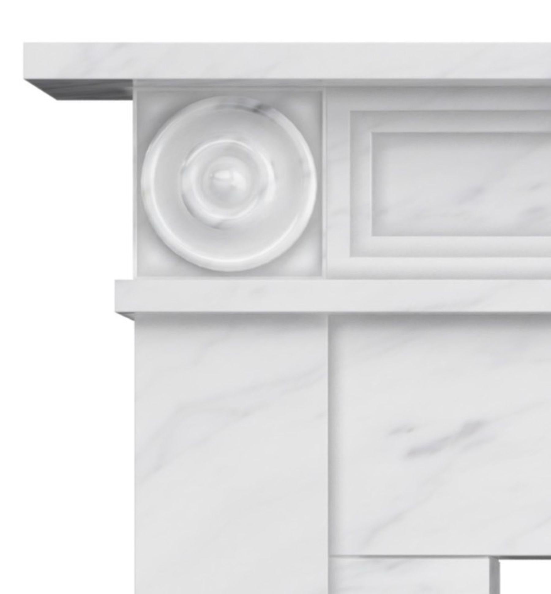 Carved The Laurent:  A Classic Marble Fireplace in the Regency Style For Sale
