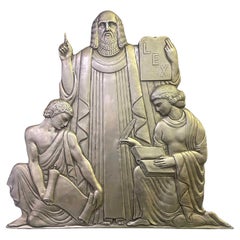 "The Law", Exceptional Art Deco Relief Sculpture with Moses and Tablet