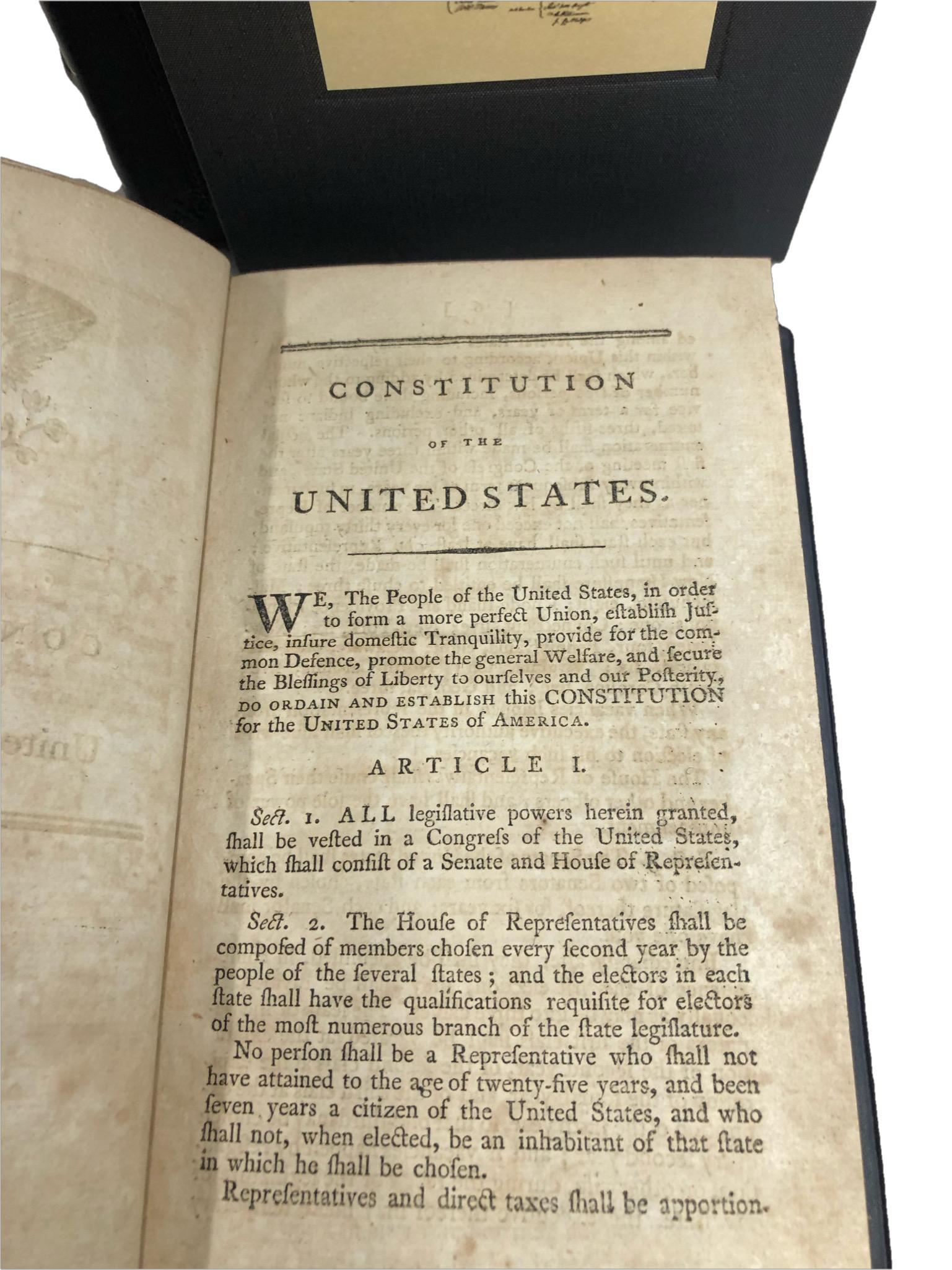 The Laws of the United States of America, First Edition, 3 Vol. Set, 1796-7 1