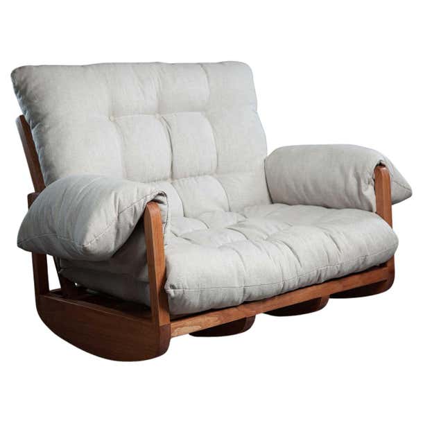 Laziness Armchair. Rocking sofa in solid wood, upholstered in linen ...