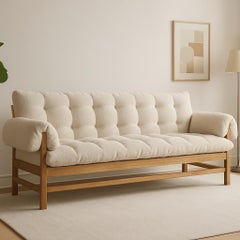 The Lazy. Brasilianisches Massivholz mit Leinenpolsterung aus Massivholz von Amilcar Oliveira