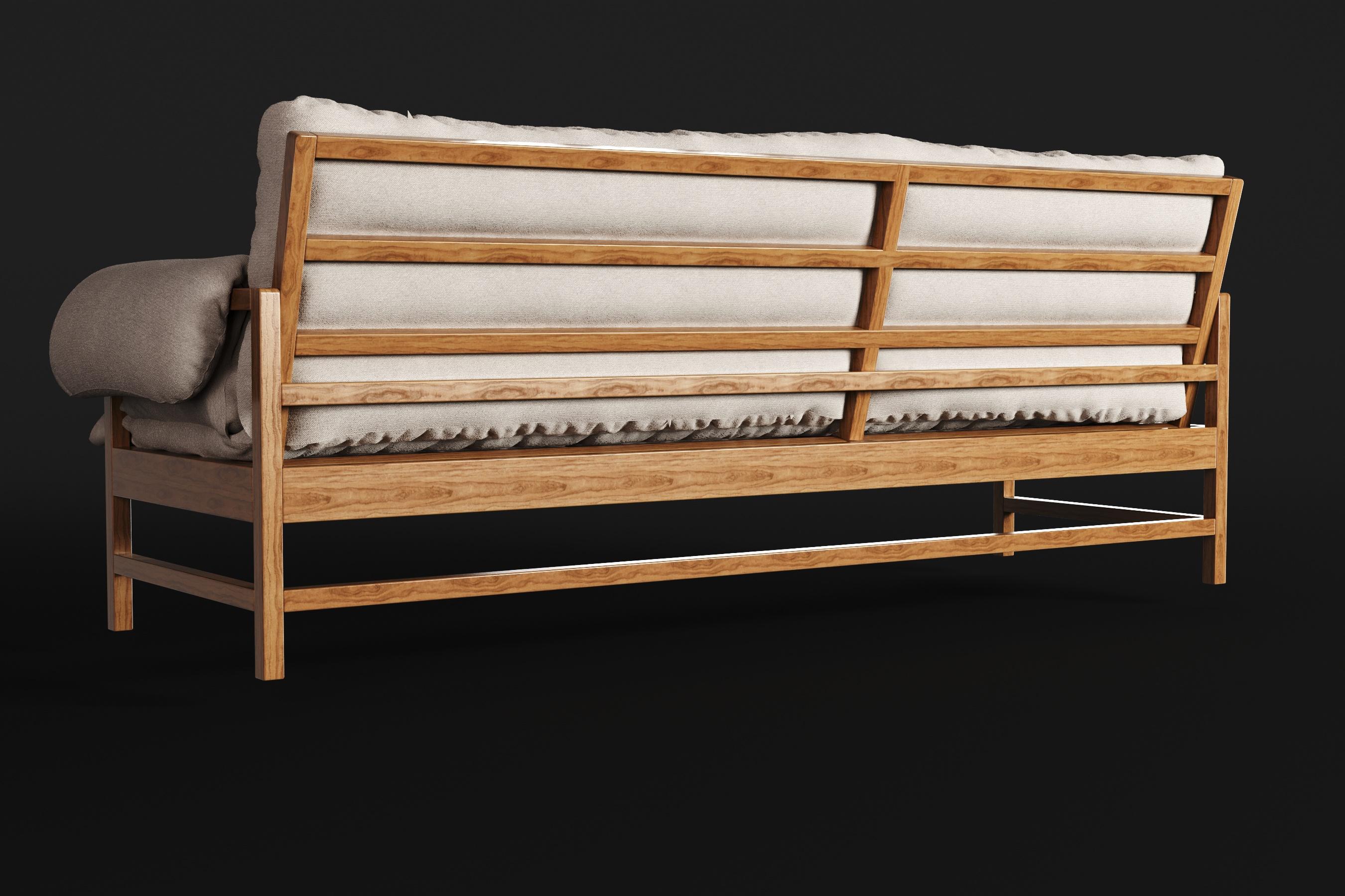 Hand-Crafted The Lazy. Brazilian solid wood with linen upholstery Design by Amilcar Oliveira For Sale
