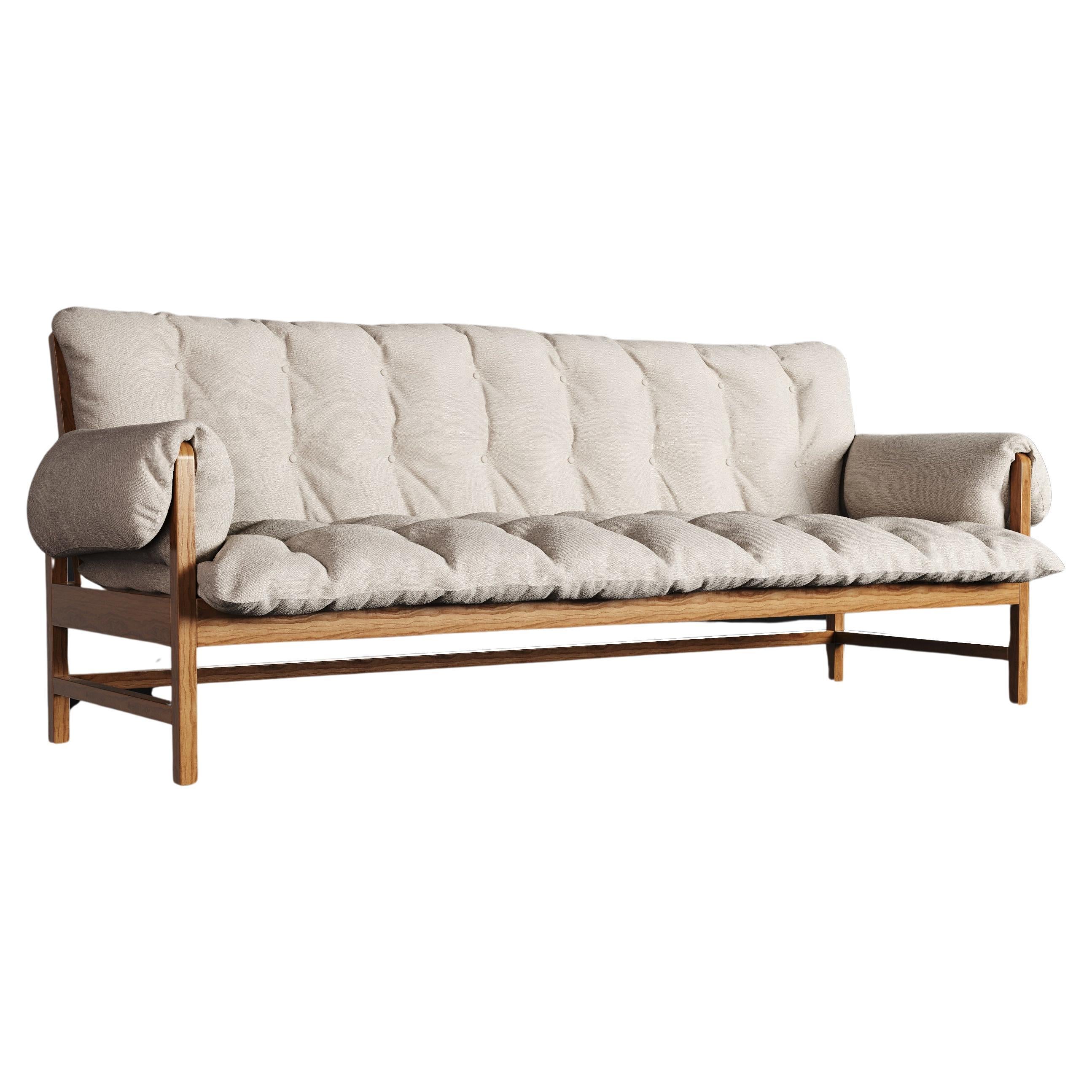 The Lazy. Brazilian solid wood with linen upholstery Design by Amilcar Oliveira For Sale