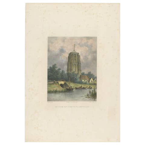The Leaning Tower of Leeuwarden – Hilverdink’s Oldehove Lithograph, 1858