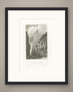 The Leaning Tower of Zaragoza, Antique Spanish Street View, circa 1850