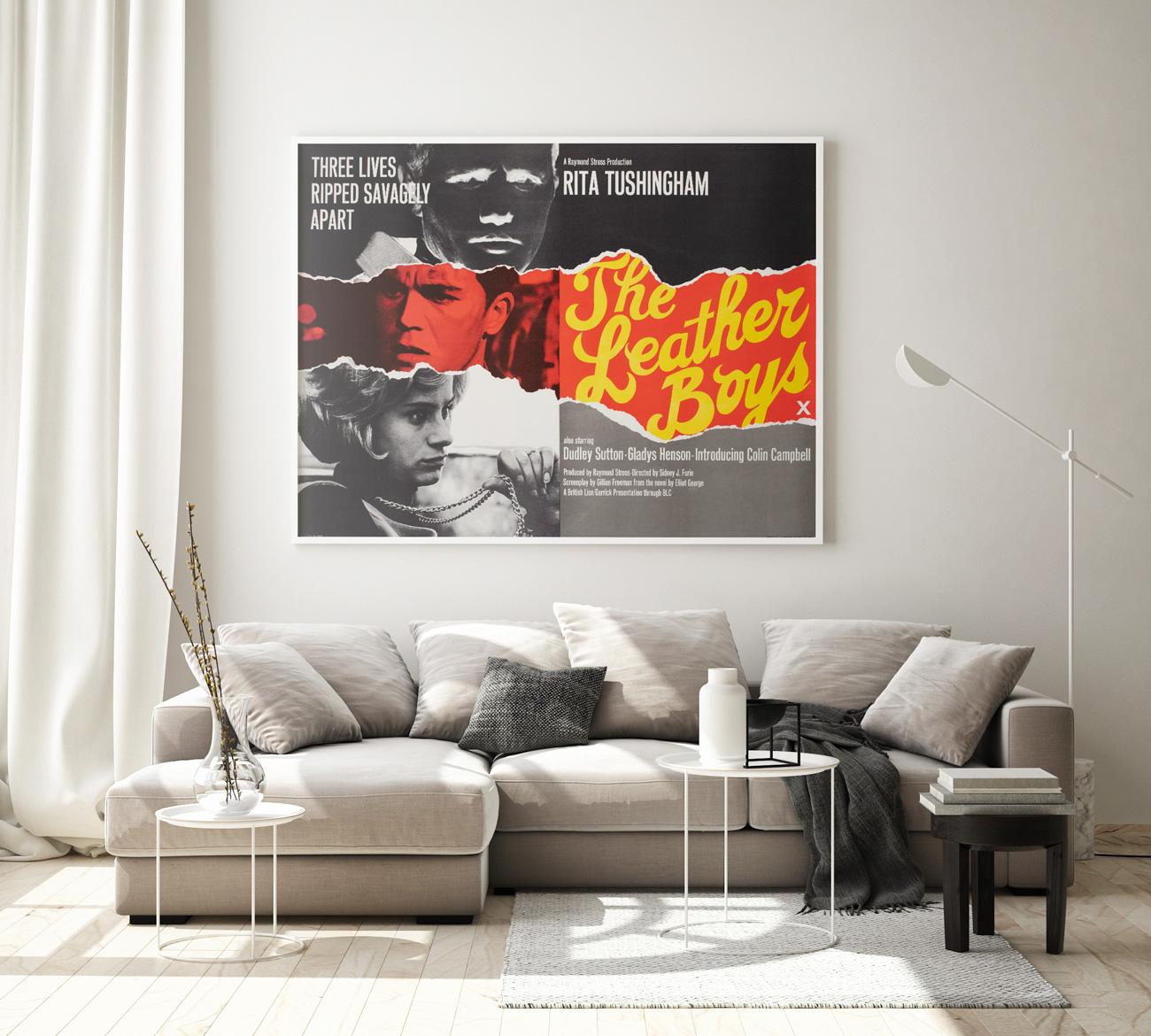 The Leather Boys, das britische Filmdrama von 1964 unter der Regie von Sidney J. Furie mit Rita Tushingham, Colin Campbell und Dudley Sutton in den Hauptrollen. 

Dieses Vintage-Filmplakat ist 30 x 39 1/2 Zoll groß (plus ein wenig mehr mit der