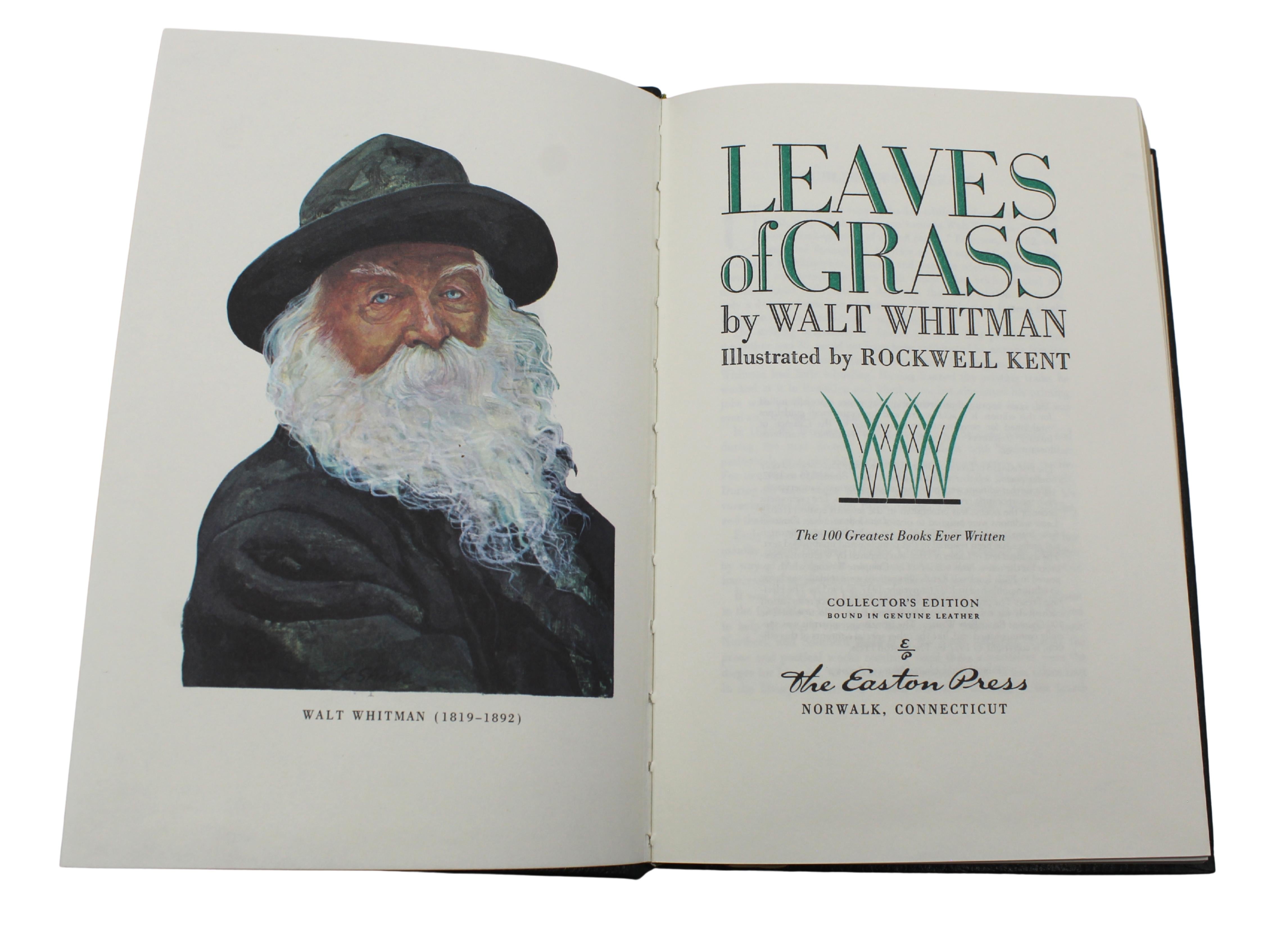 Las Hojas de Hierba de Walt Whitman, Ilustrado por Rockwell Kent, Easton Press En relieve en venta