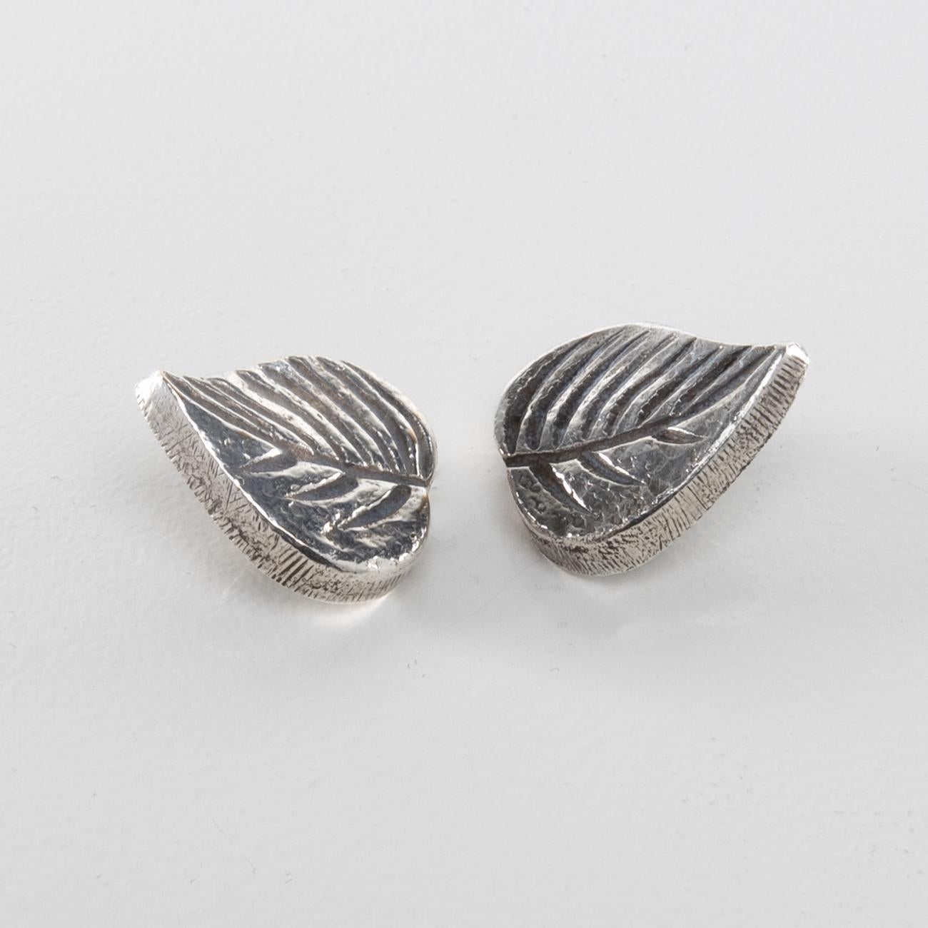 The Leaves, Pair of Earrings 'Clips' in Silvered Bronze, Line Vautrin 'France' In Good Condition In Brussels, BE