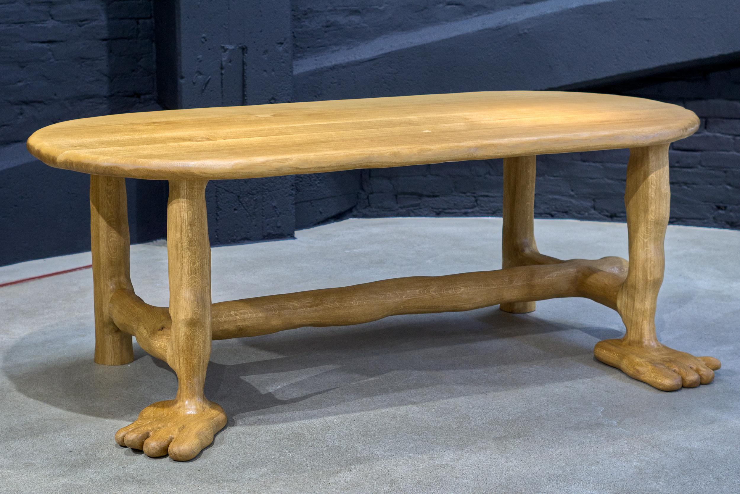 Woodwork The Leg Dining Table - Sculptural Table in Oak Wood For Sale