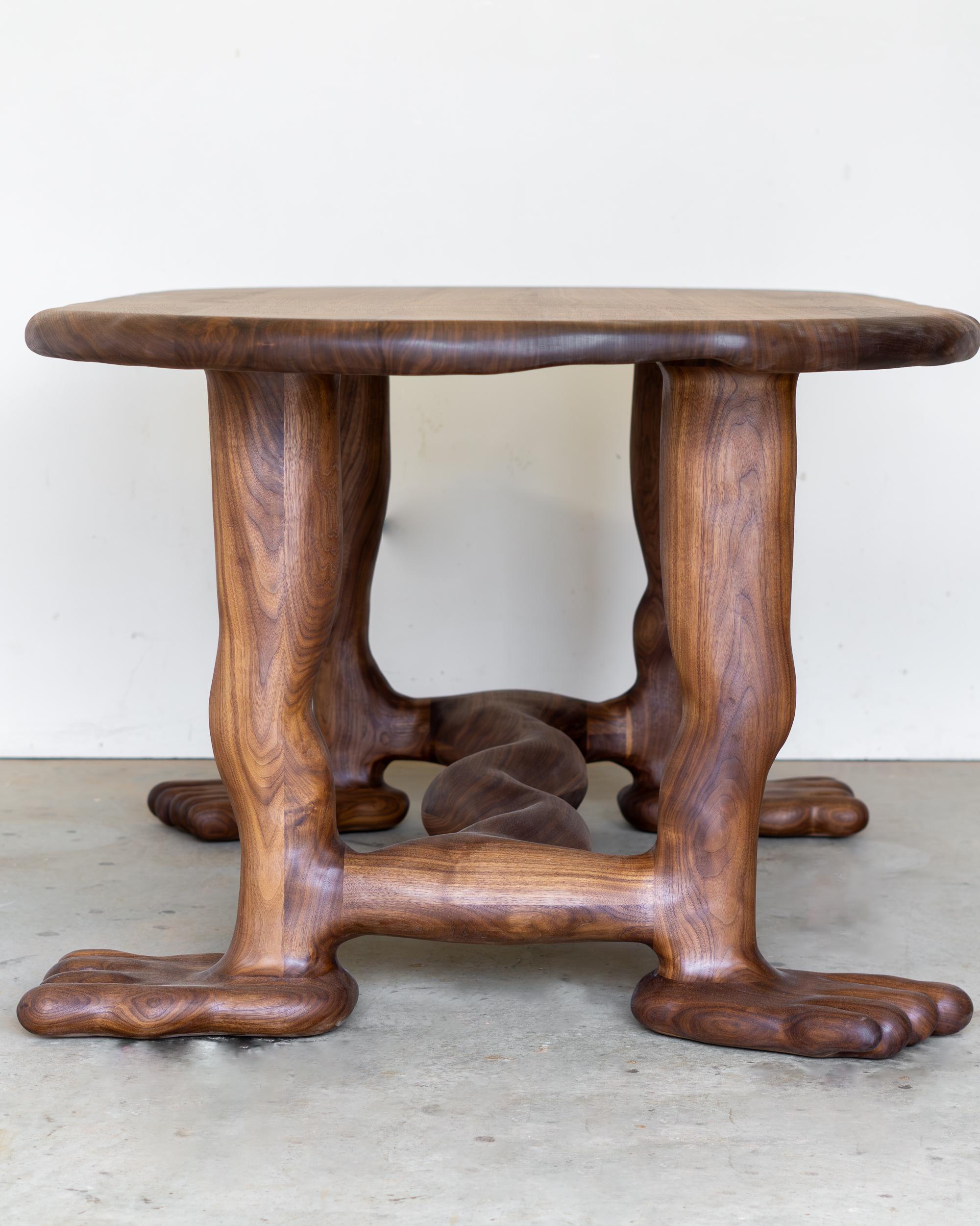 The Leg Dining Table - Sculptural Table in Walnut Wood For Sale 6