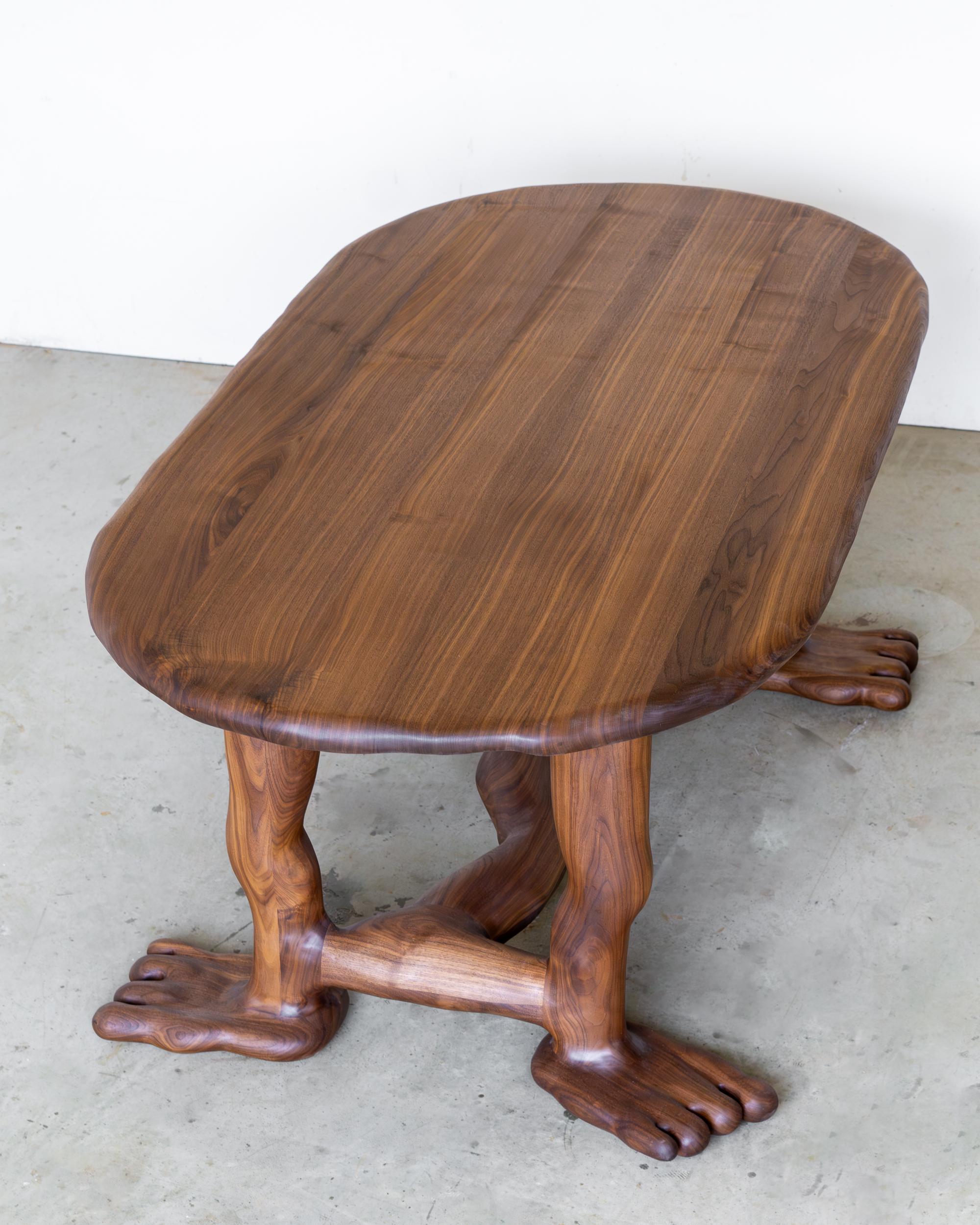 The Leg Dining Table - Sculptural Table in Walnut Wood For Sale 7