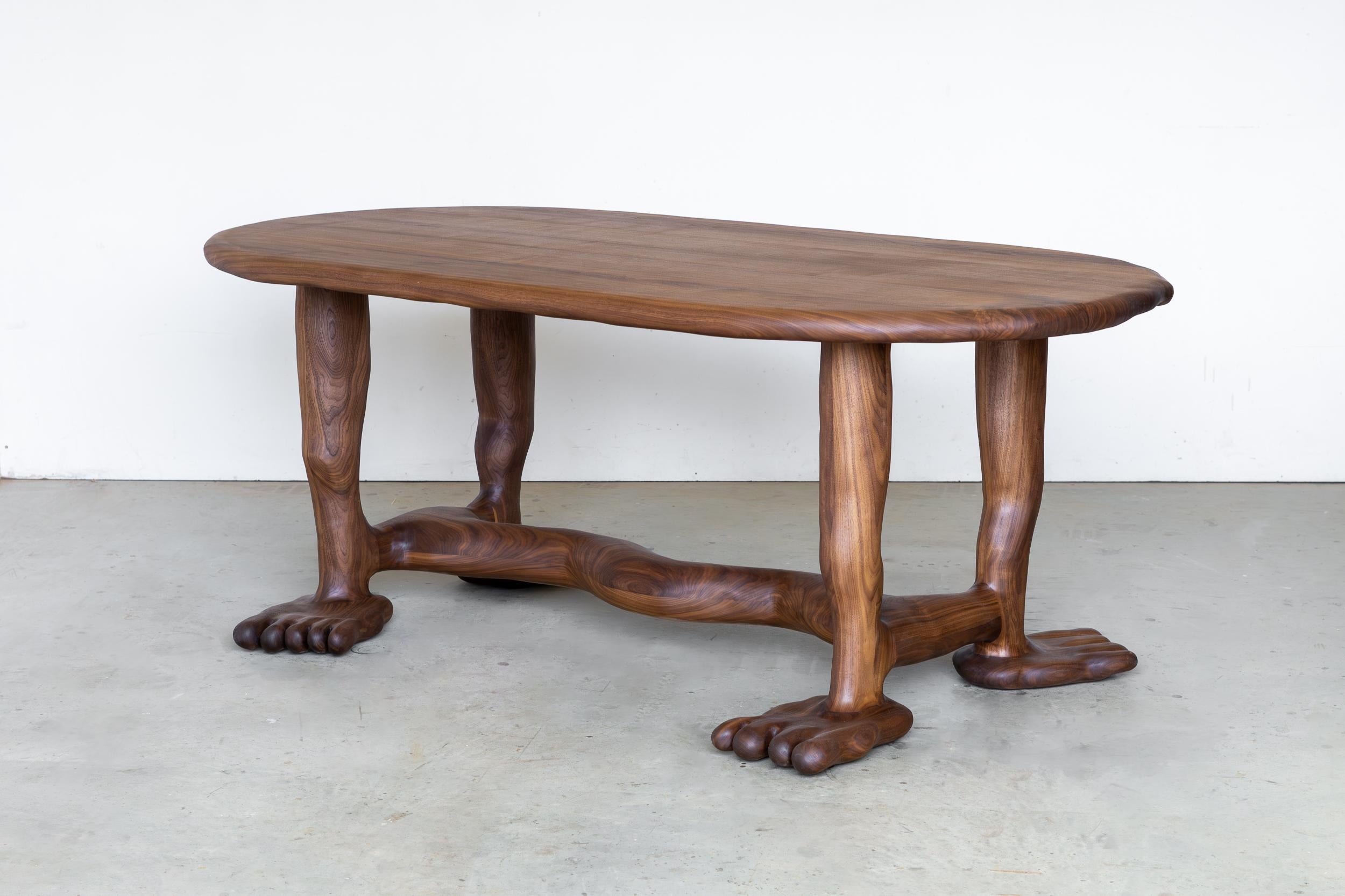 The Leg Dining Table - Sculptural Table in Walnut Wood For Sale 8