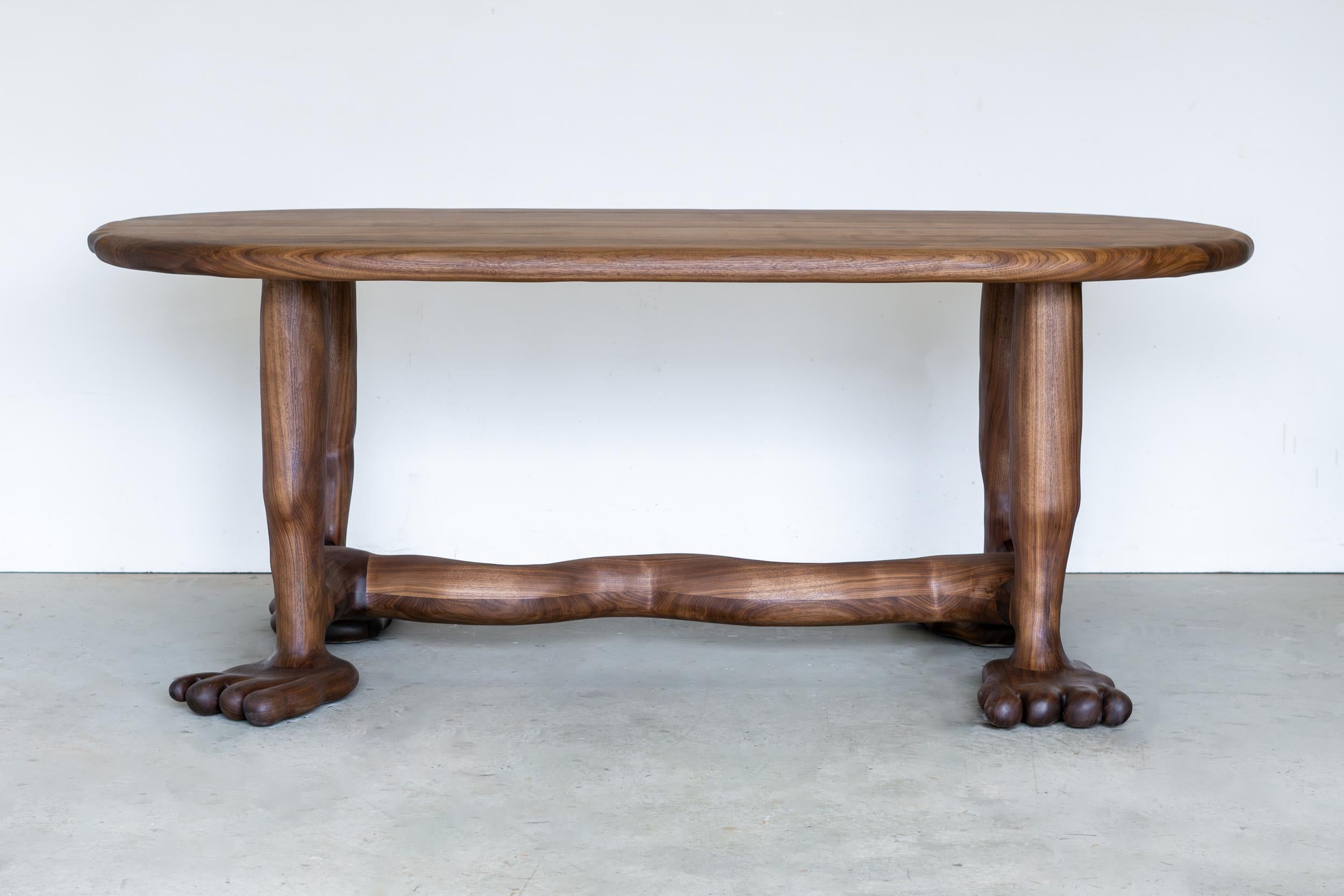 The Leg Dining Table - Sculptural Table in Walnut Wood For Sale 1