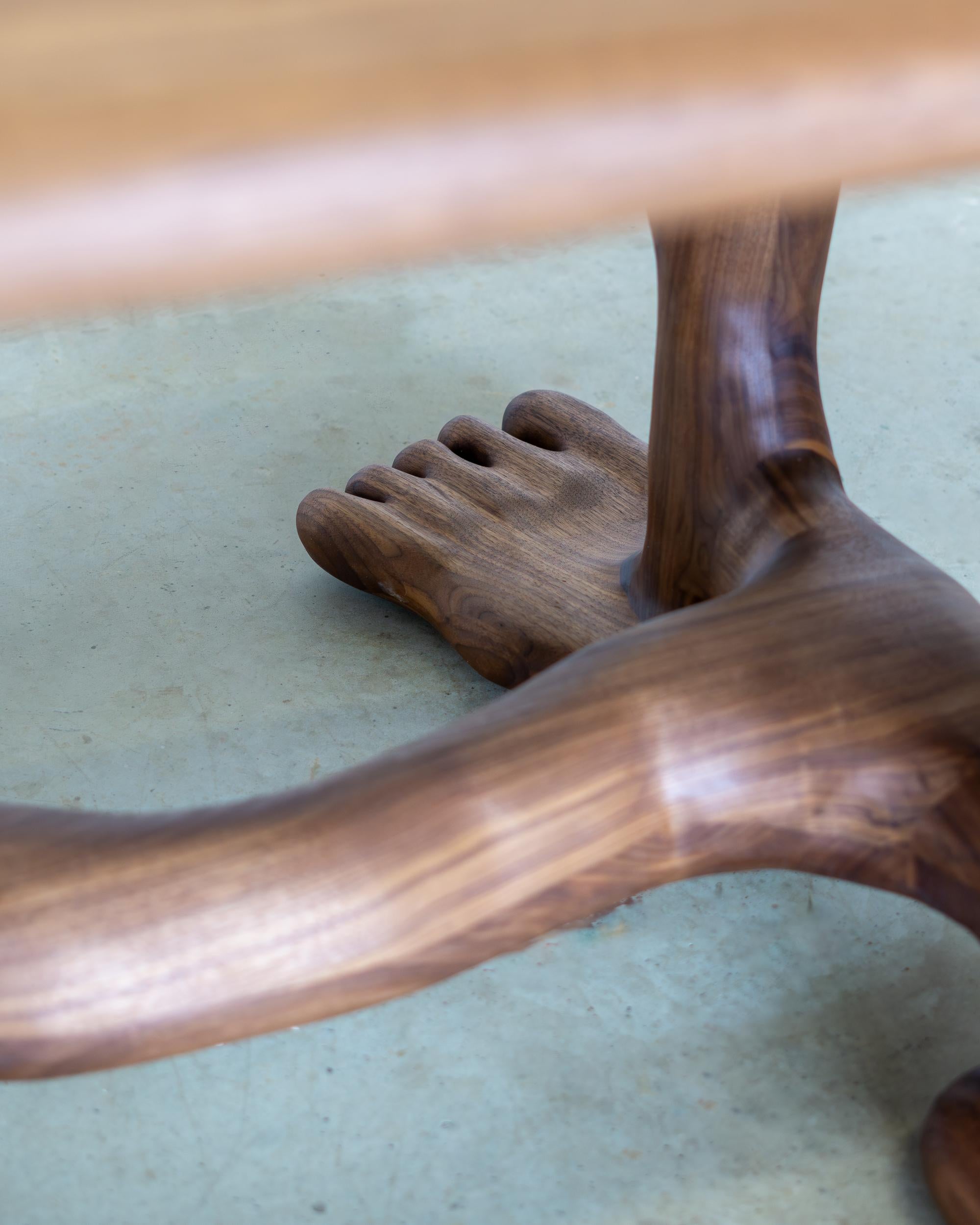 The Leg Dining Table - Sculptural Table in Walnut Wood For Sale 2