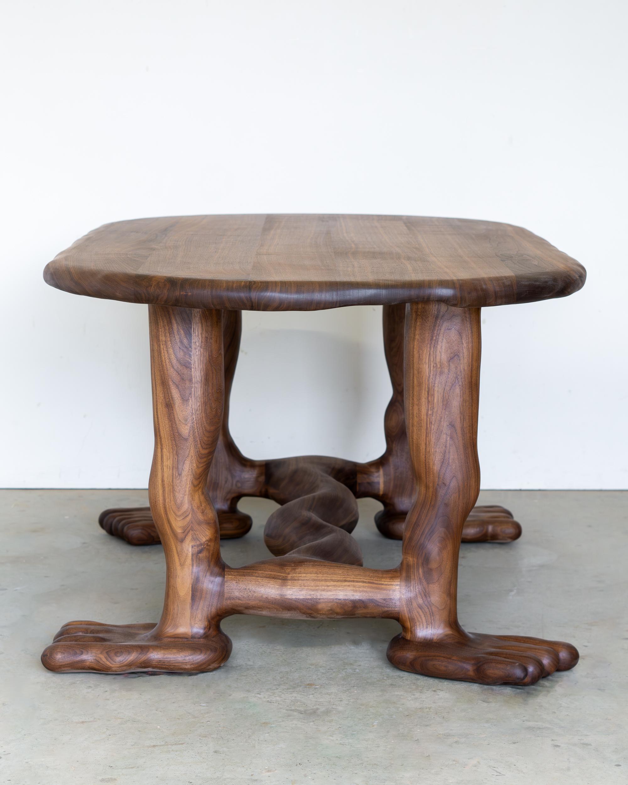 The Leg Dining Table - Sculptural Table in Walnut Wood For Sale 3