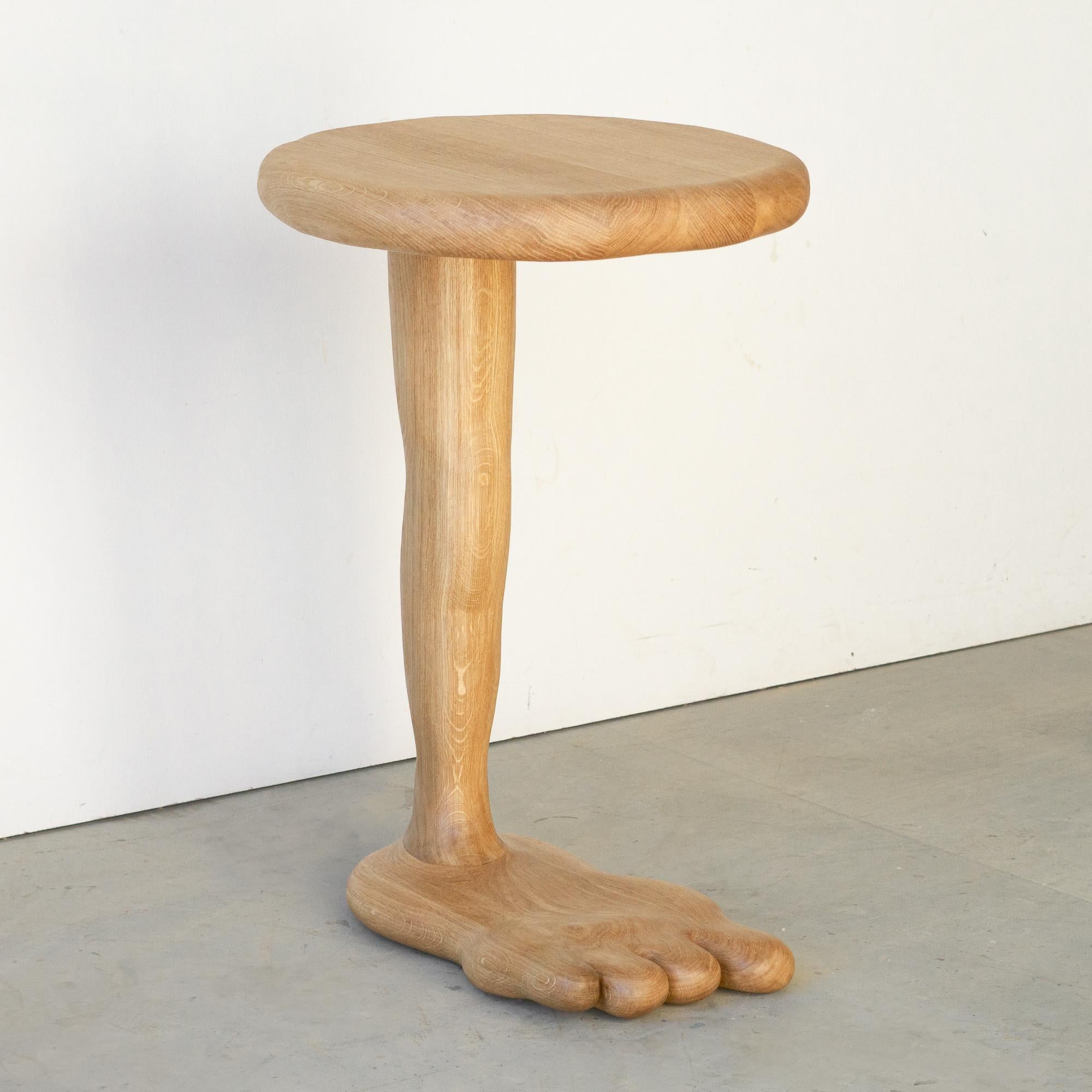 Contemporary The Leg Side Table - Sculptural Table in Oak Wood For Sale