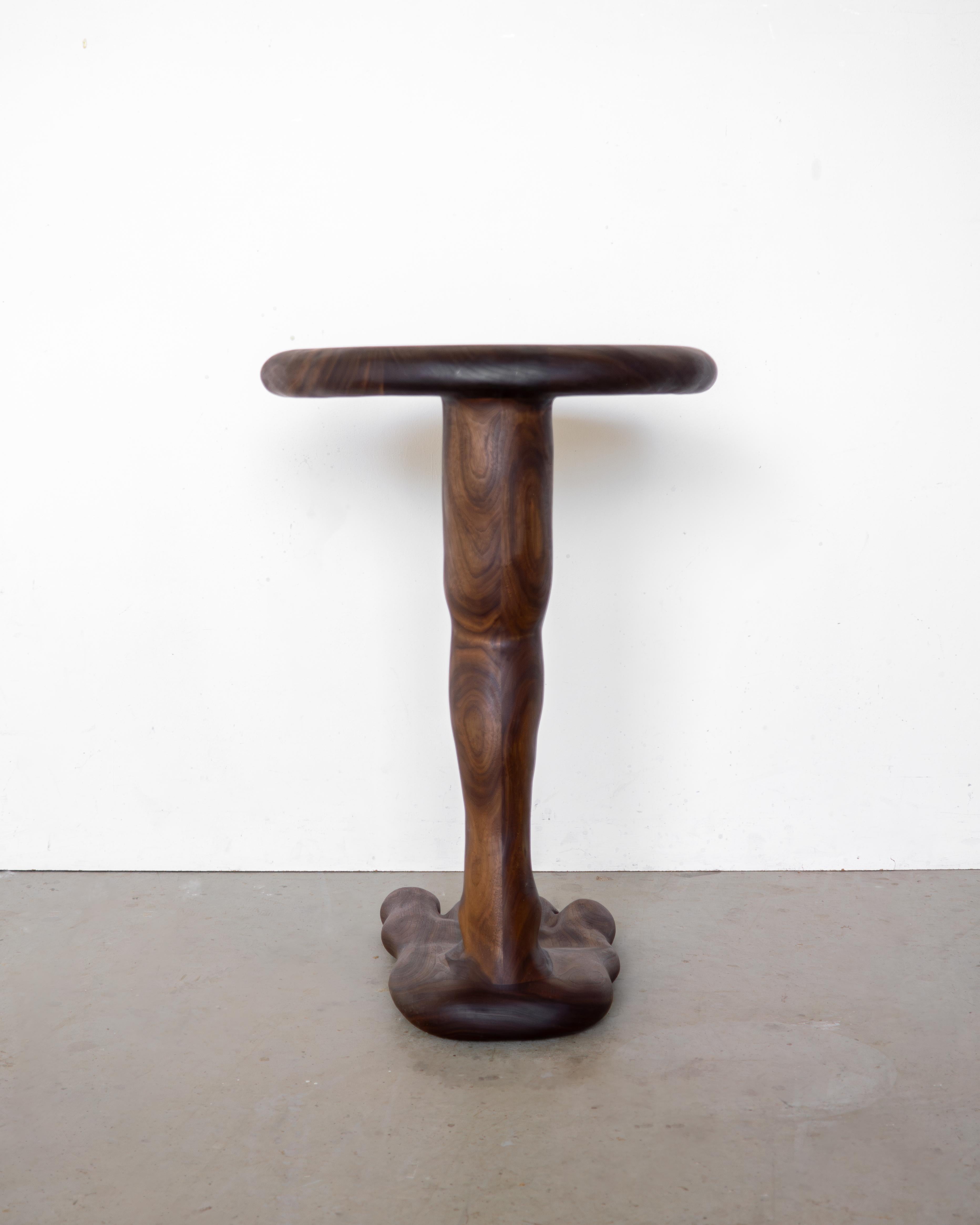 Woodwork The Leg Side Table - Sculptural Table in Walnut Wood For Sale