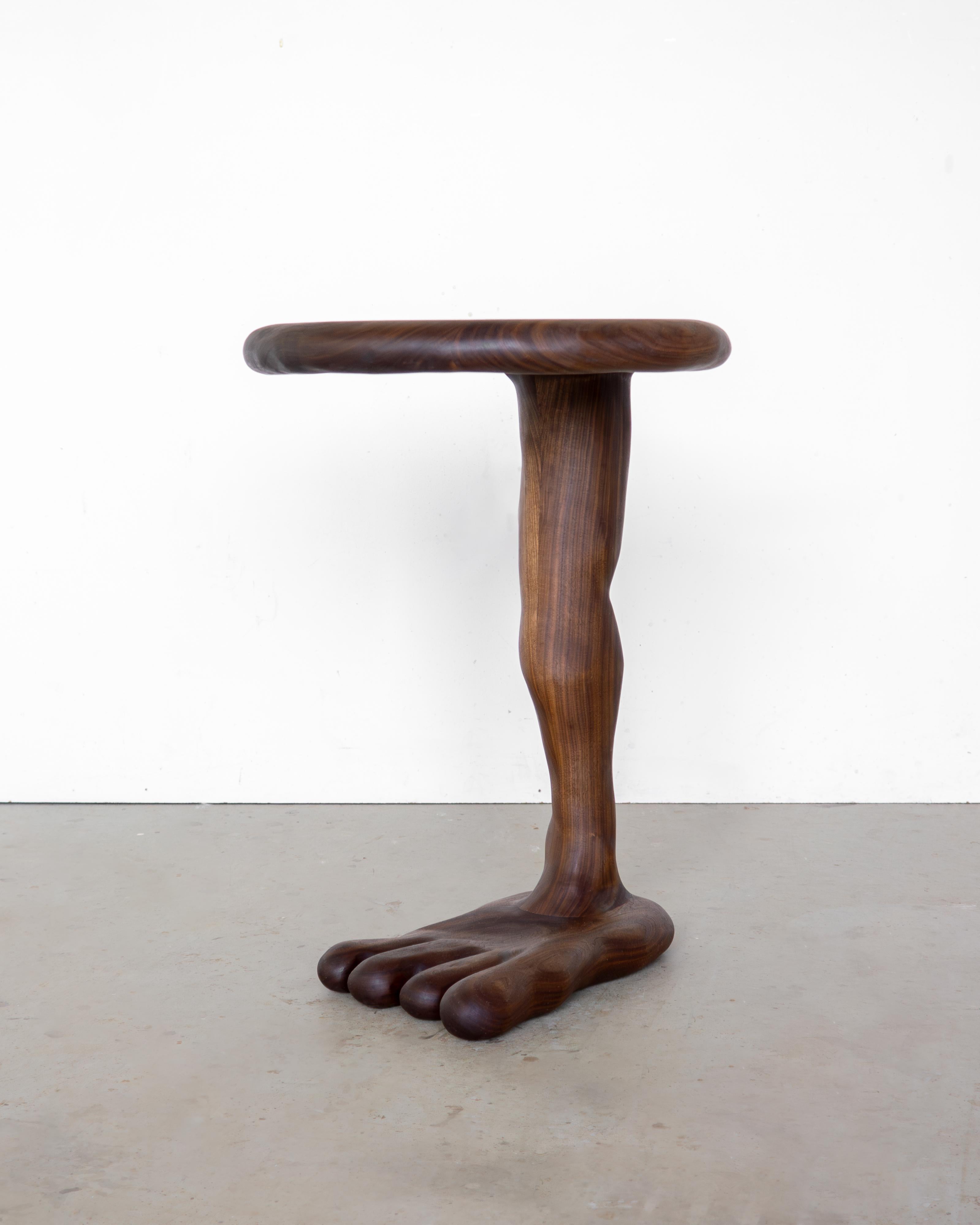 Contemporary The Leg Side Table - Sculptural Table in Walnut Wood For Sale