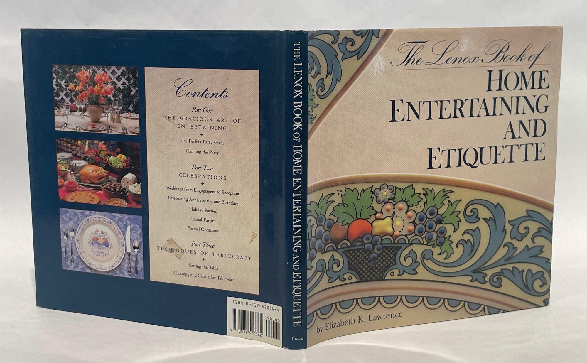 The Lenox Book of Home Entertaining & Etiquette Hardcover Elizabeth K. Lawrence In Good Condition For Sale In North Hollywood, CA