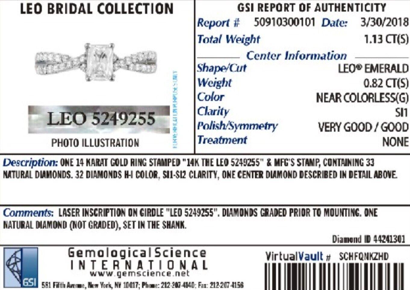 Taille émeraude THE LEO, bague de fiançailles Leo avec diamant taille émeraude, poids total de 1,13 carat en vente
