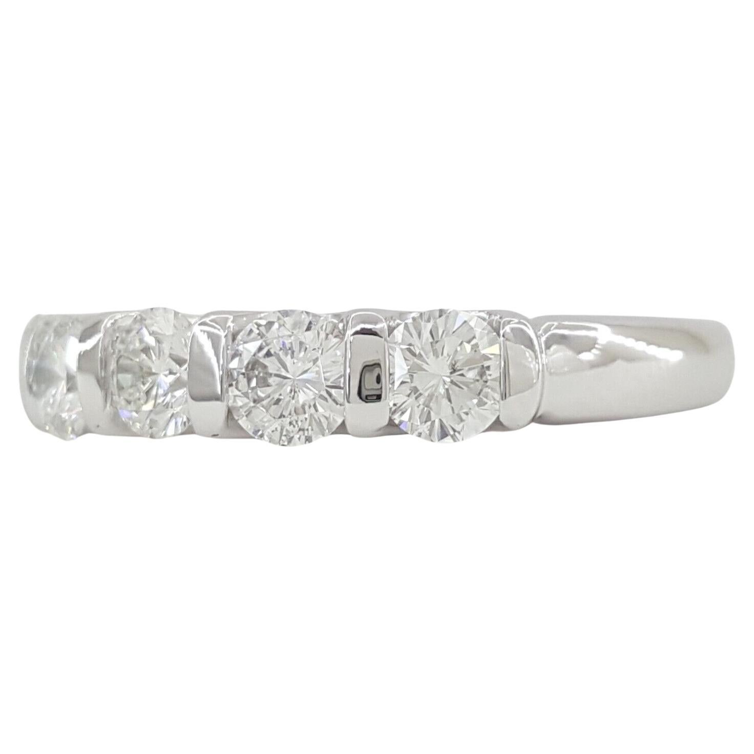 Contemporary 5 Stone Round Brilliant Cut Diamond Wedding Band Ring For Sale