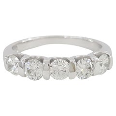 5 Stone Round Brilliant Cut Diamond Wedding Band Ring
