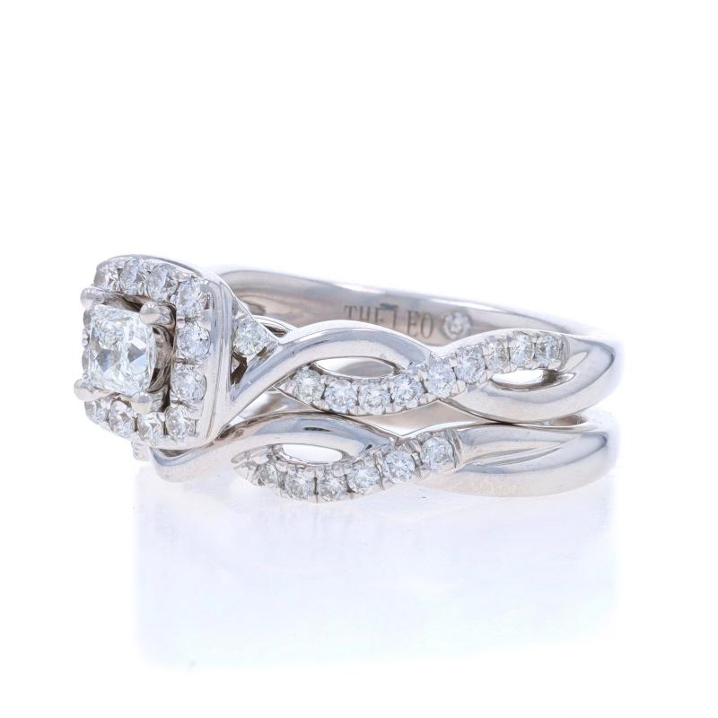 De las mujeres The LEO Diamond Halo Alianza de compromiso Oro blanco 14k LEO Princess .70ctw en venta