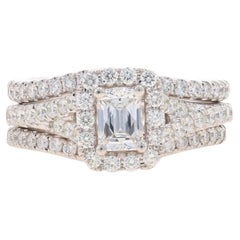 Used The LEO Diamond Halo Engagement Ring Wedding Bands White Gold 14k LEO1.45ctw GSI