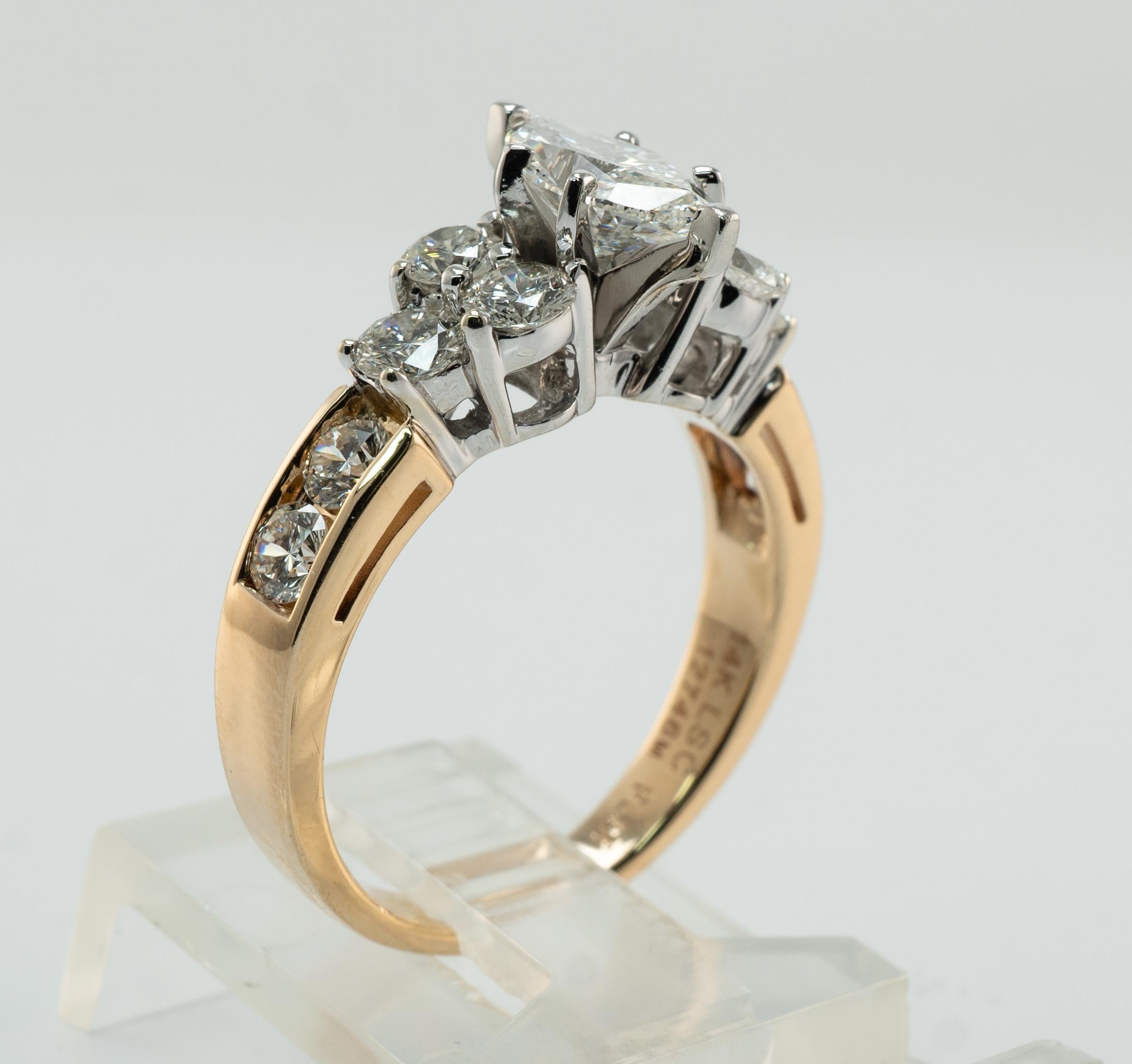 Der Leo Diamant Ring 14K Gold Platin Marquise geschnitten Verlobung im Angebot 5