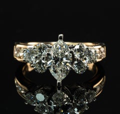 The Leo Diamond Ring 14K Gold Platinum Marquise cut Engagement