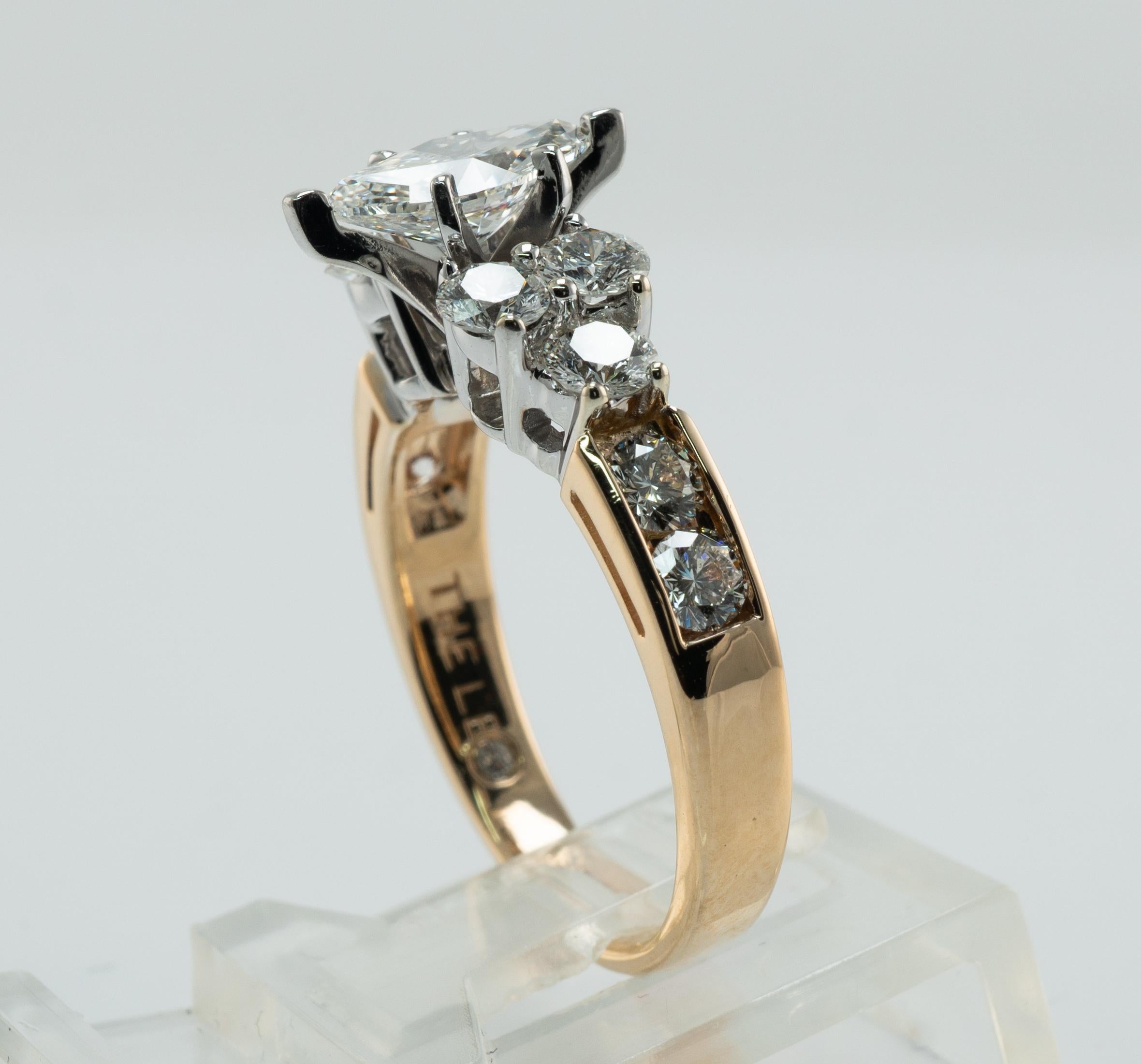 The Leo Diamond Ring 14K Gold Platinum Marquise cut Engagement For Sale 1