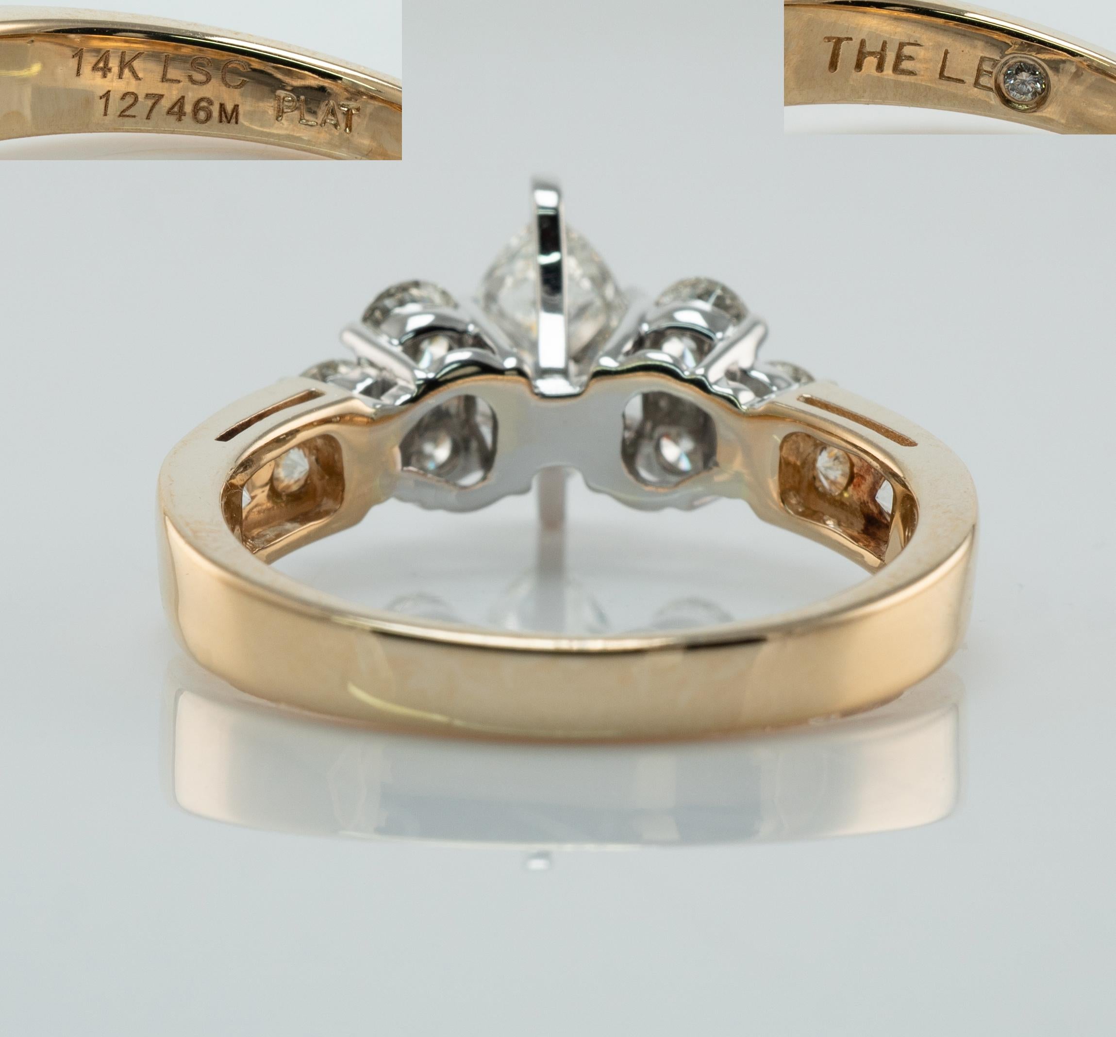 Der Leo Diamant Ring 14K Gold Platin Marquise geschnitten Verlobung im Angebot 2