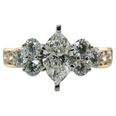 The Leo Diamond Ring 14K Gold Platinum Marquise cut Engagement
