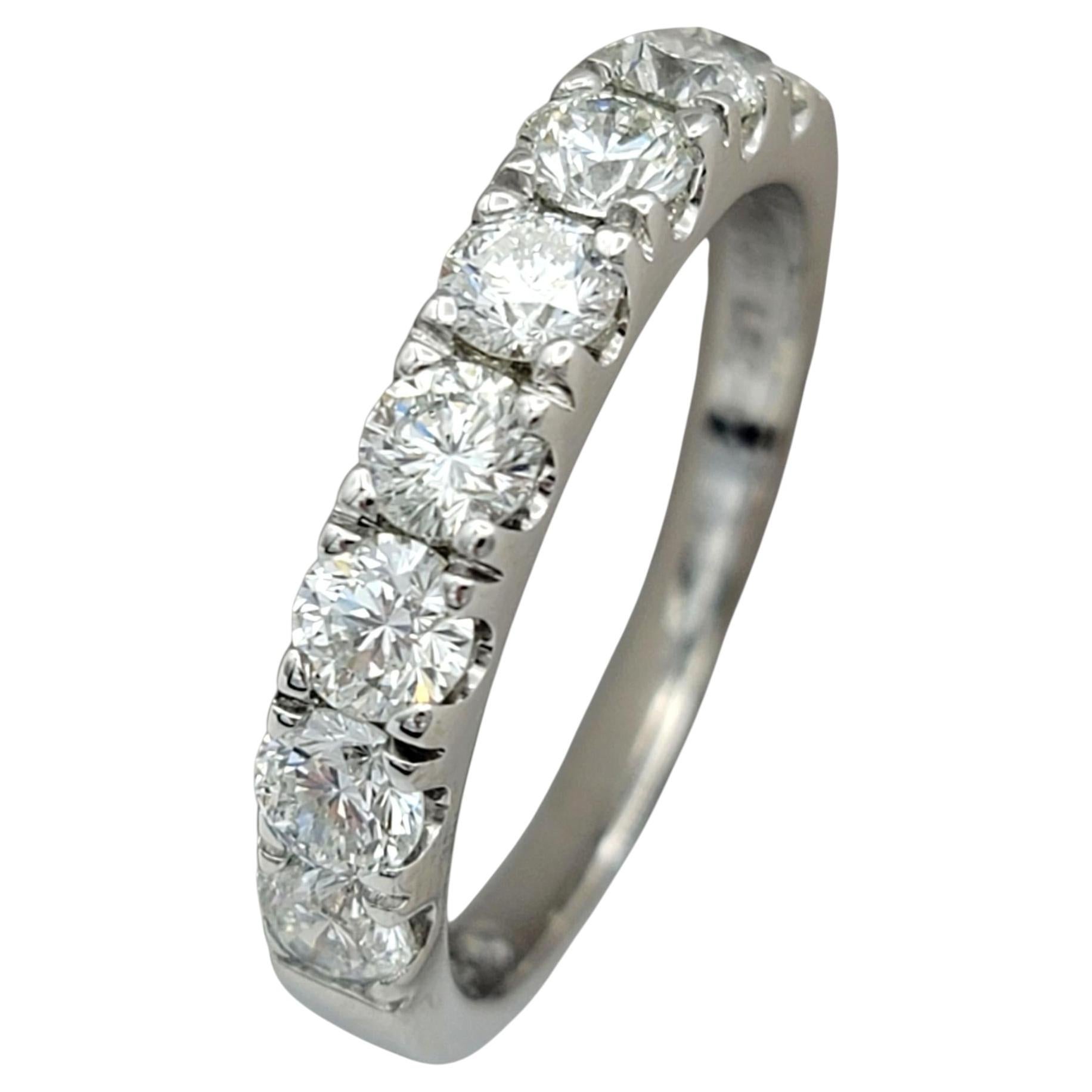 The Leo Diamond Semi Eternity Band Ring in 14 Karat White Gold en vente