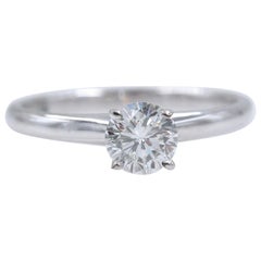 Leo Round Diamond 0.71 Carat H I1 Engagement Ring 14 Karat White Gold GSI Report
