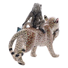 The Leopard and Baboon rider sculpture, Hand  made in South Africa
