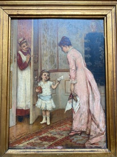 La lettera, olio su pannello di Albert Roosenboom