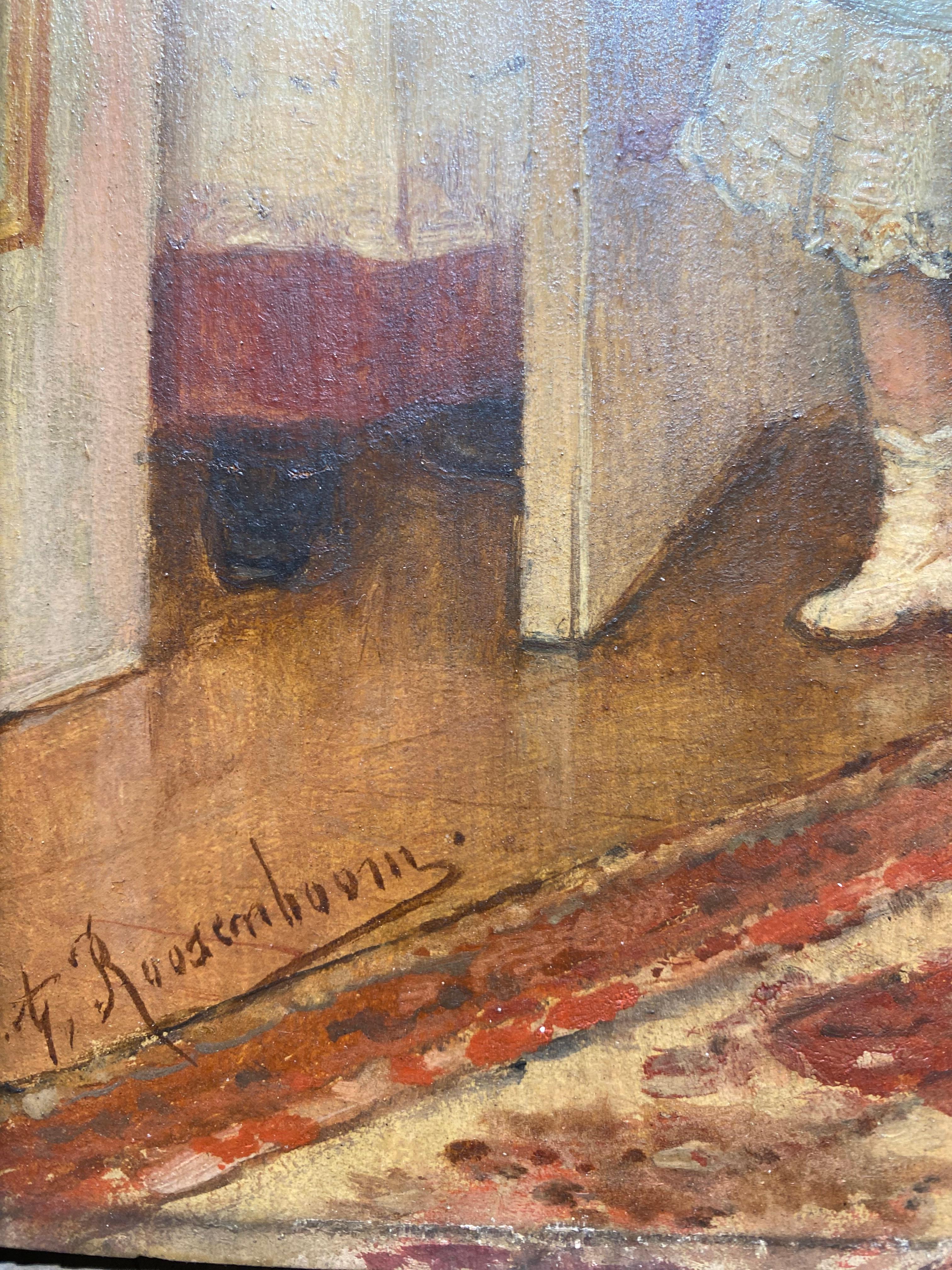 The Letter, Öl auf Tafel von Albert Roosenboom (Art nouveau) im Angebot