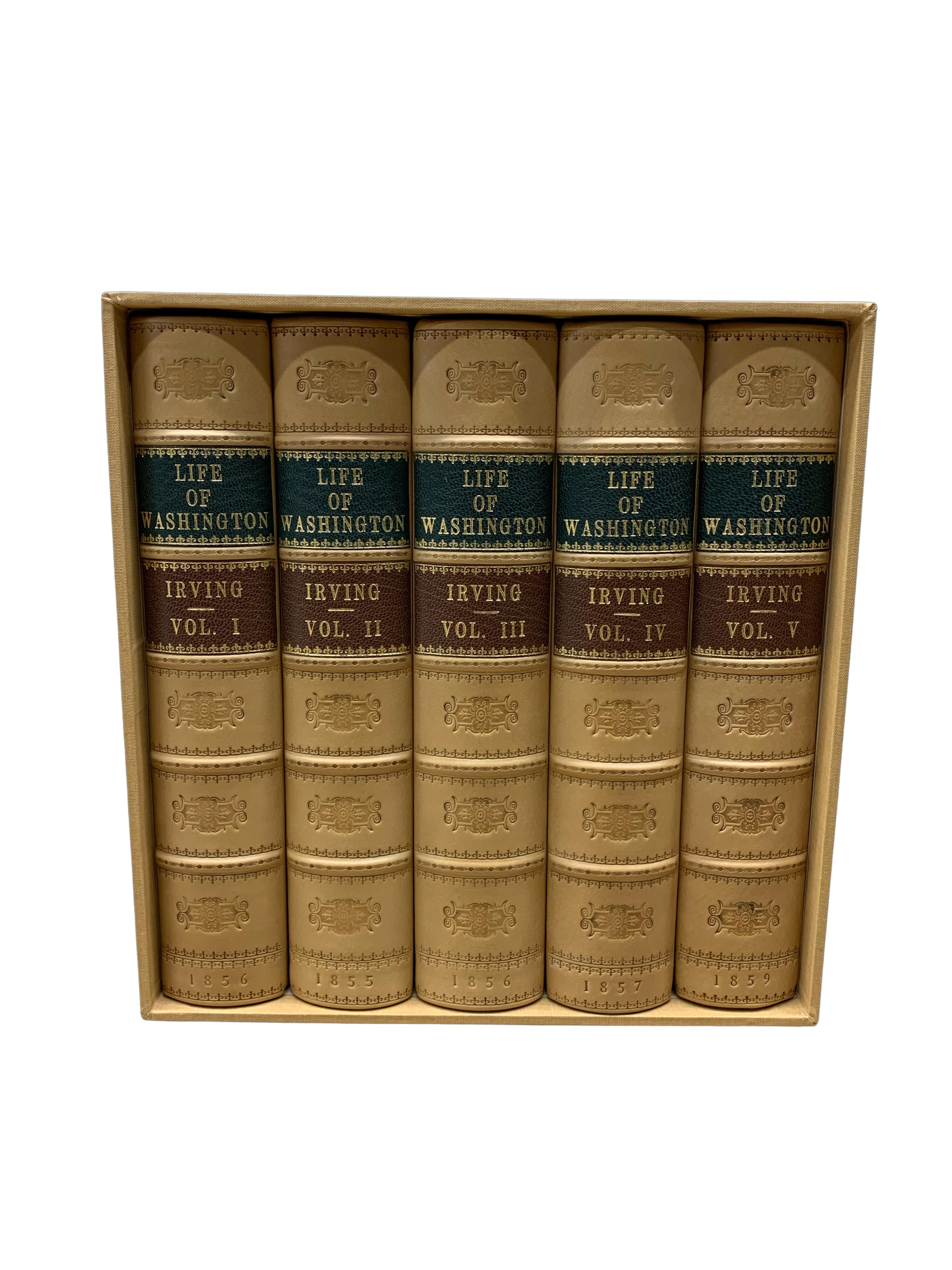 Mid-19th Century The Life of George Washington by Washington Irving, Five Volumes, 1856-1859
