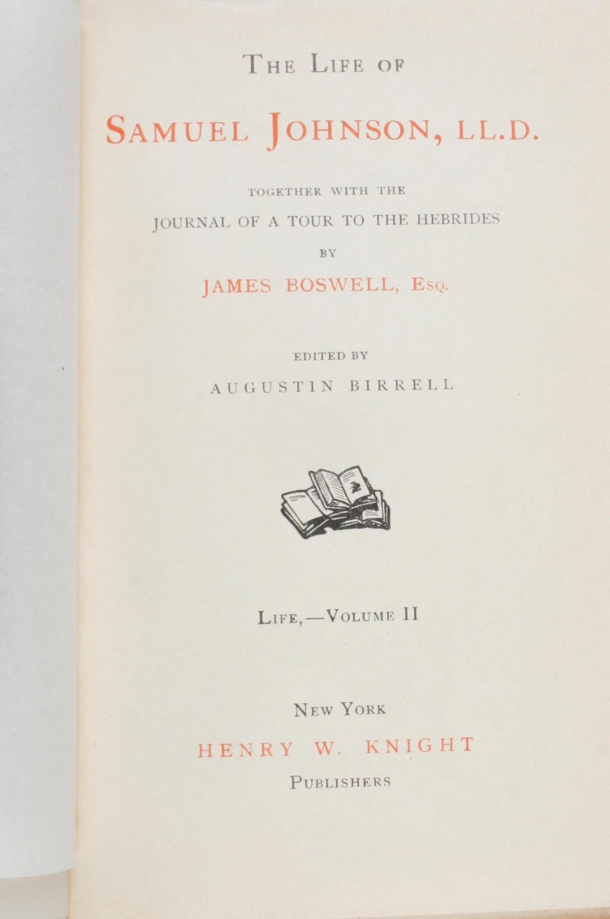 American The Life of Johnson by James Boswell, Esq., Two Limited Editions