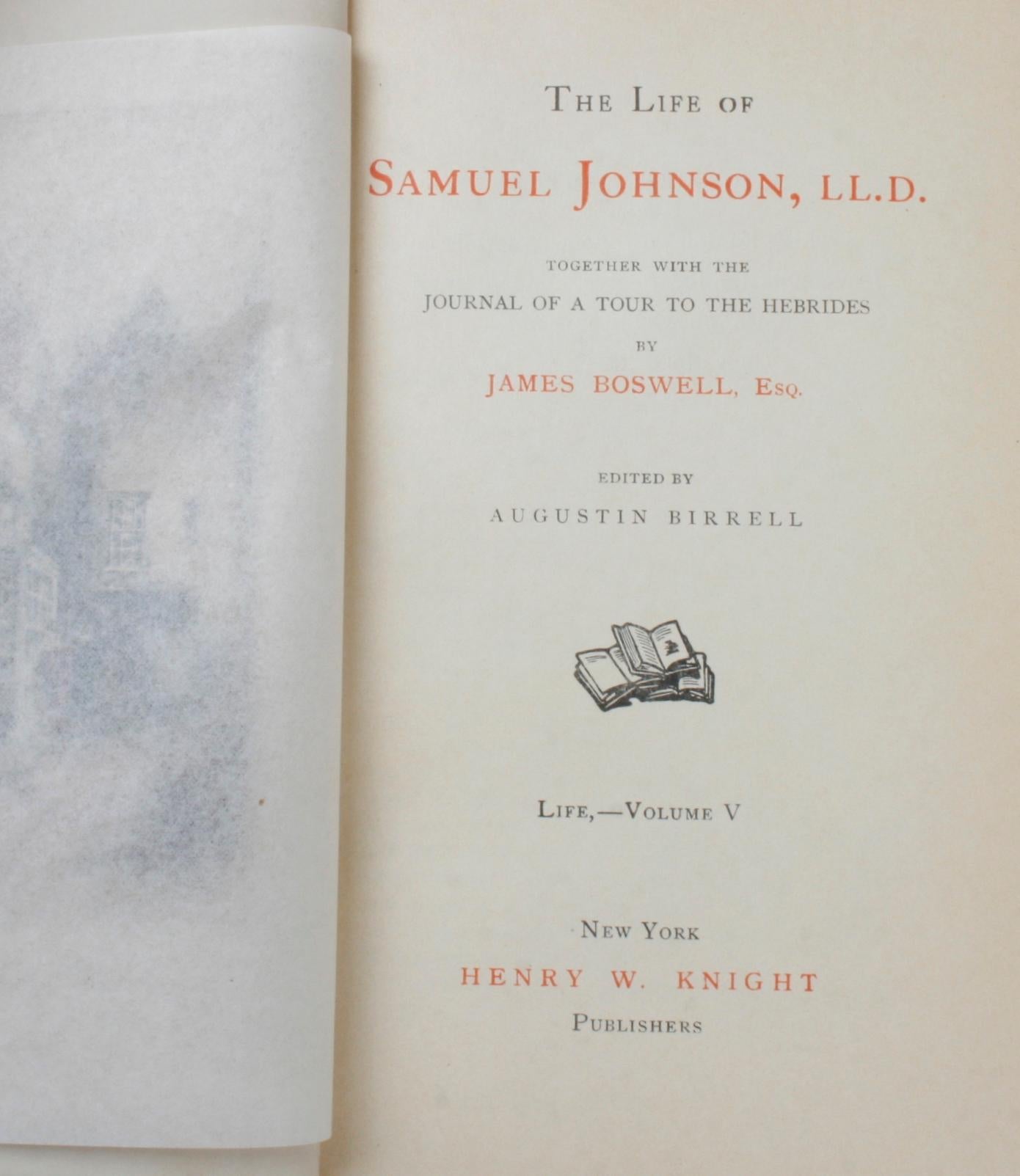 The Life of Johnson by James Boswell, Esq., Two Limited Editions In Good Condition In valatie, NY