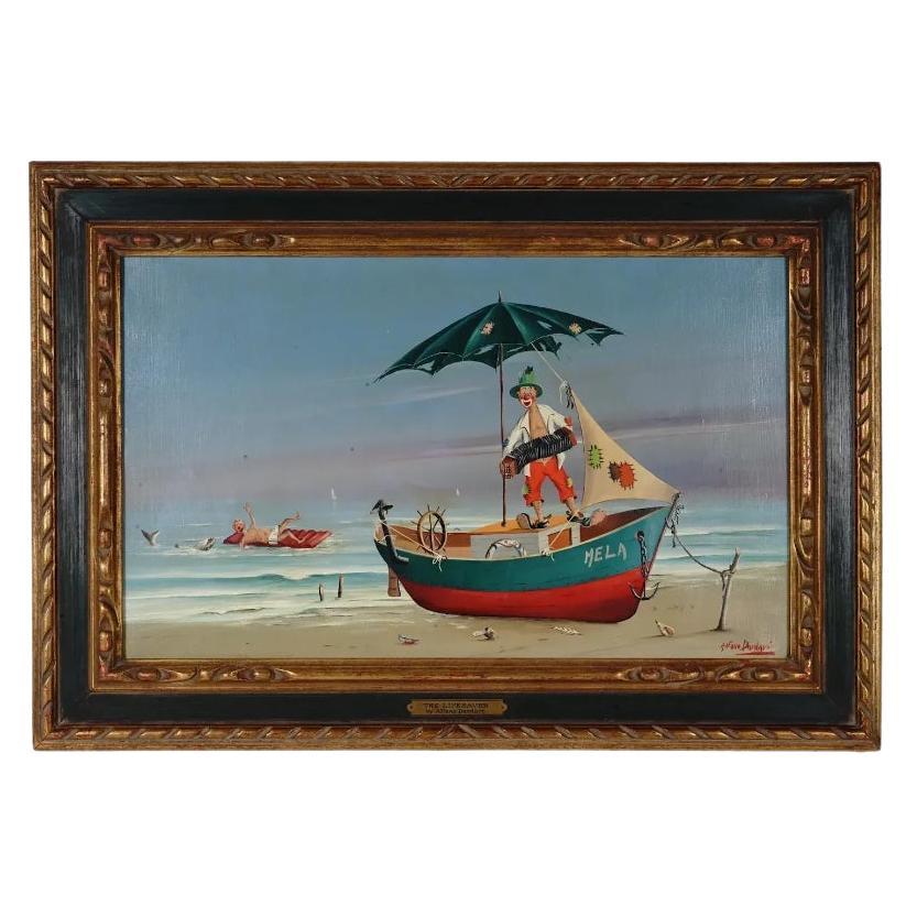 Life Saver Surrealist Clowns Oil Painting by Alfano Dardari For Sale