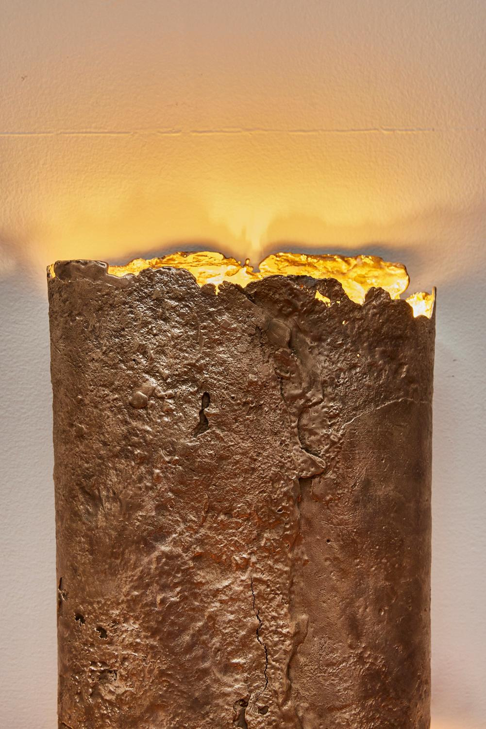 Gregory Nangle
The Light Pours Out of Us sconce, 2021
Cast bronze and 24 Karat gold gilding
Measures: 16 x 10 x 4 inches.