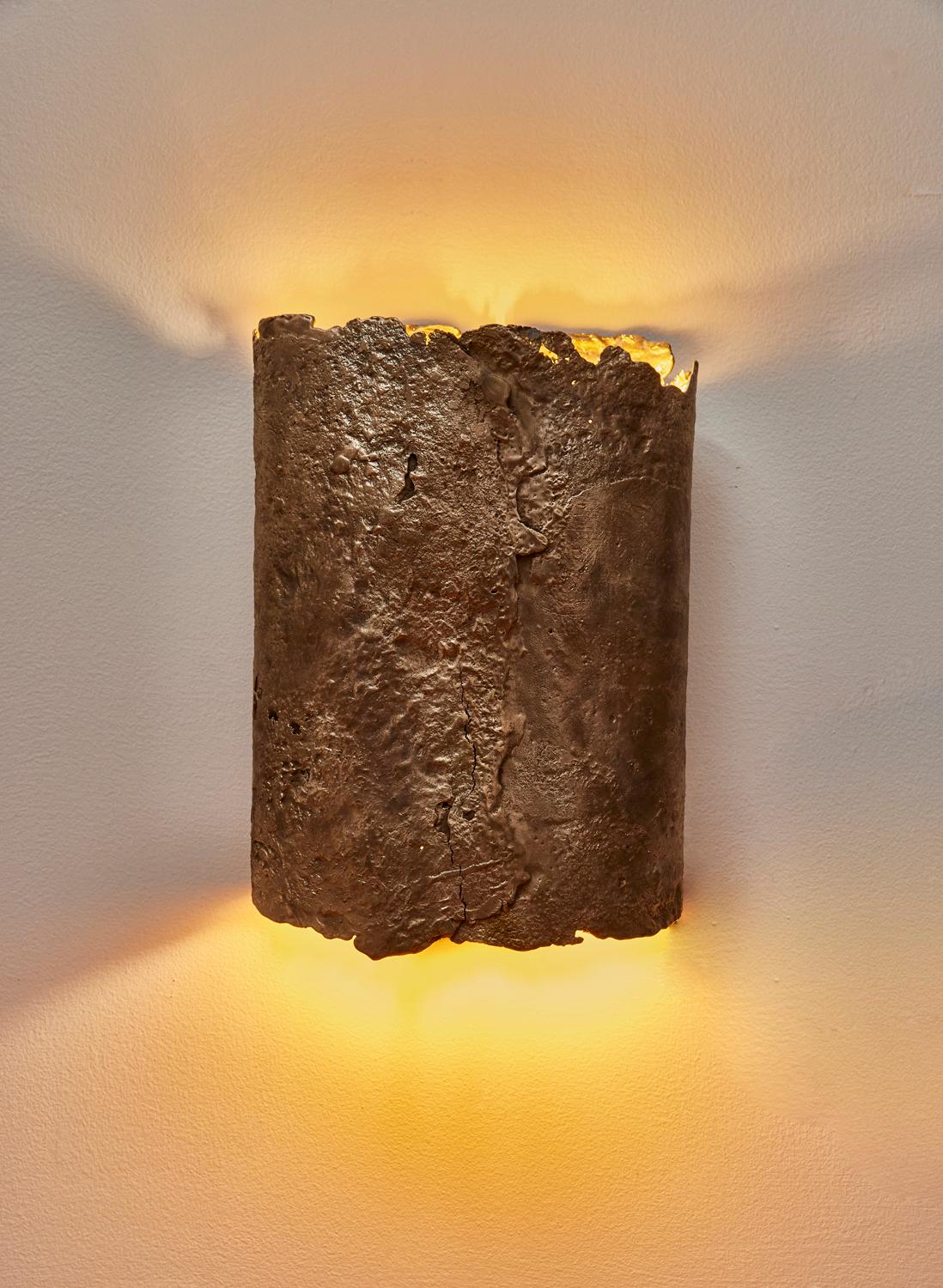 The Light Pours Out of Us Sconce in Bronze and Gold by Gregory Nangle In New Condition For Sale In Philadelphia, PA