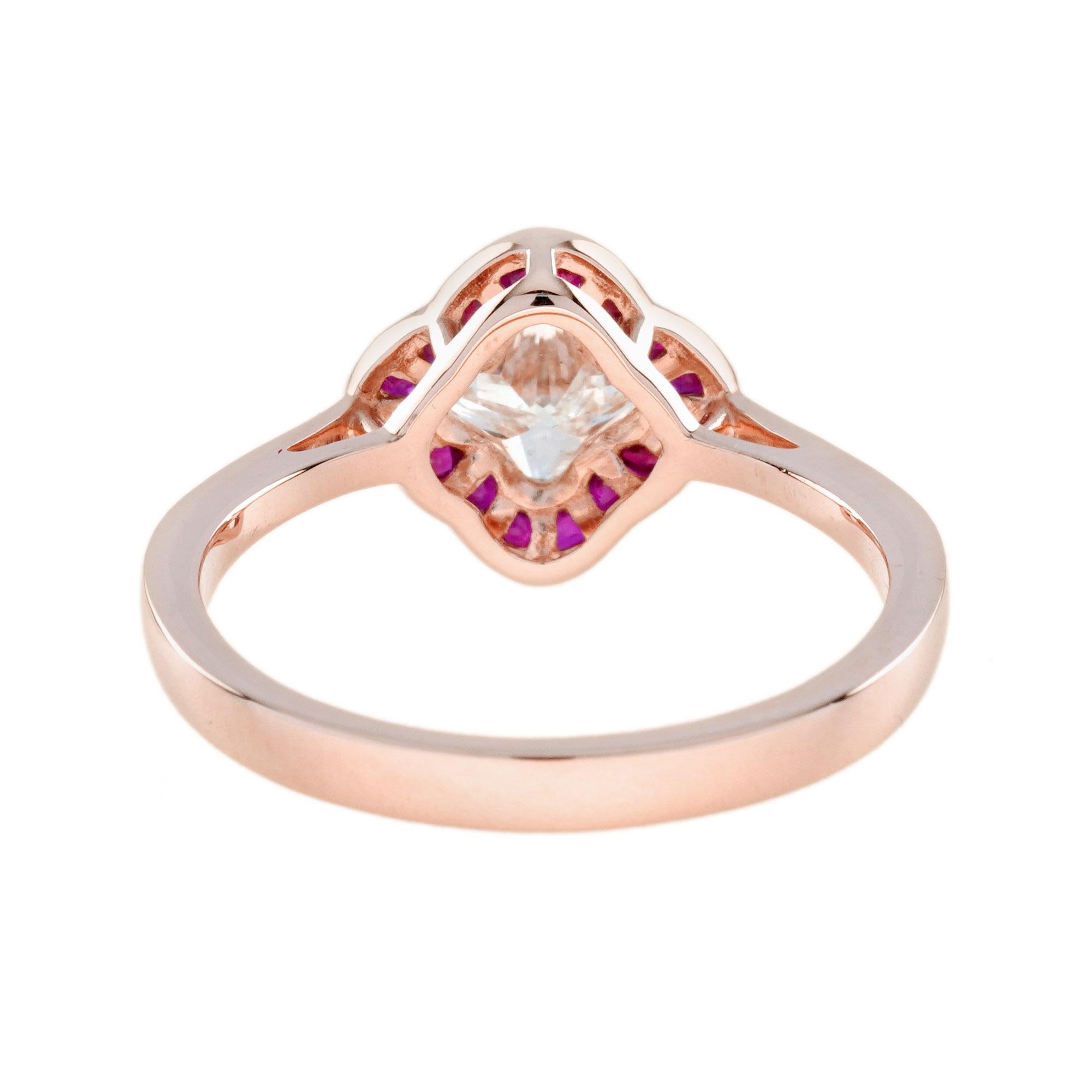 The Lilly Signature GIA Diamond and Ruby Engagement Ring in 18K Rose Gold For Sale 3