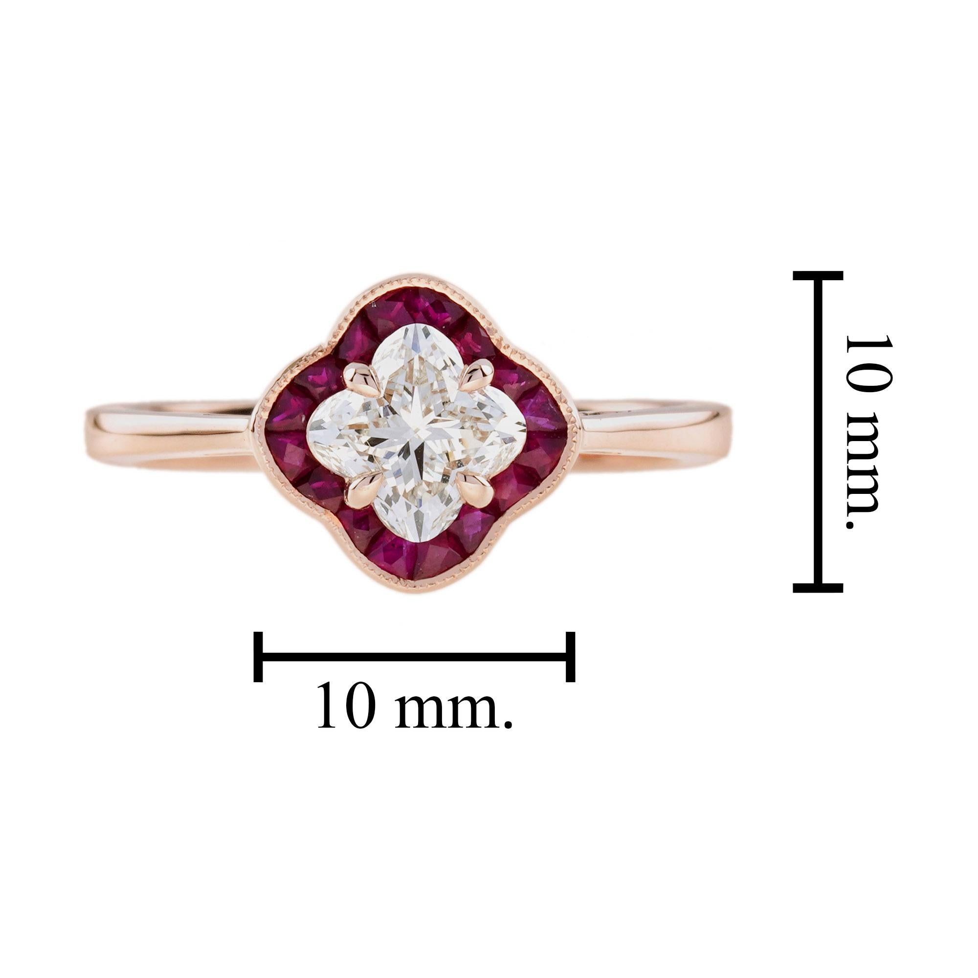 The Lilly Signature GIA Diamond and Ruby Engagement Ring in 18K Rose Gold For Sale 5